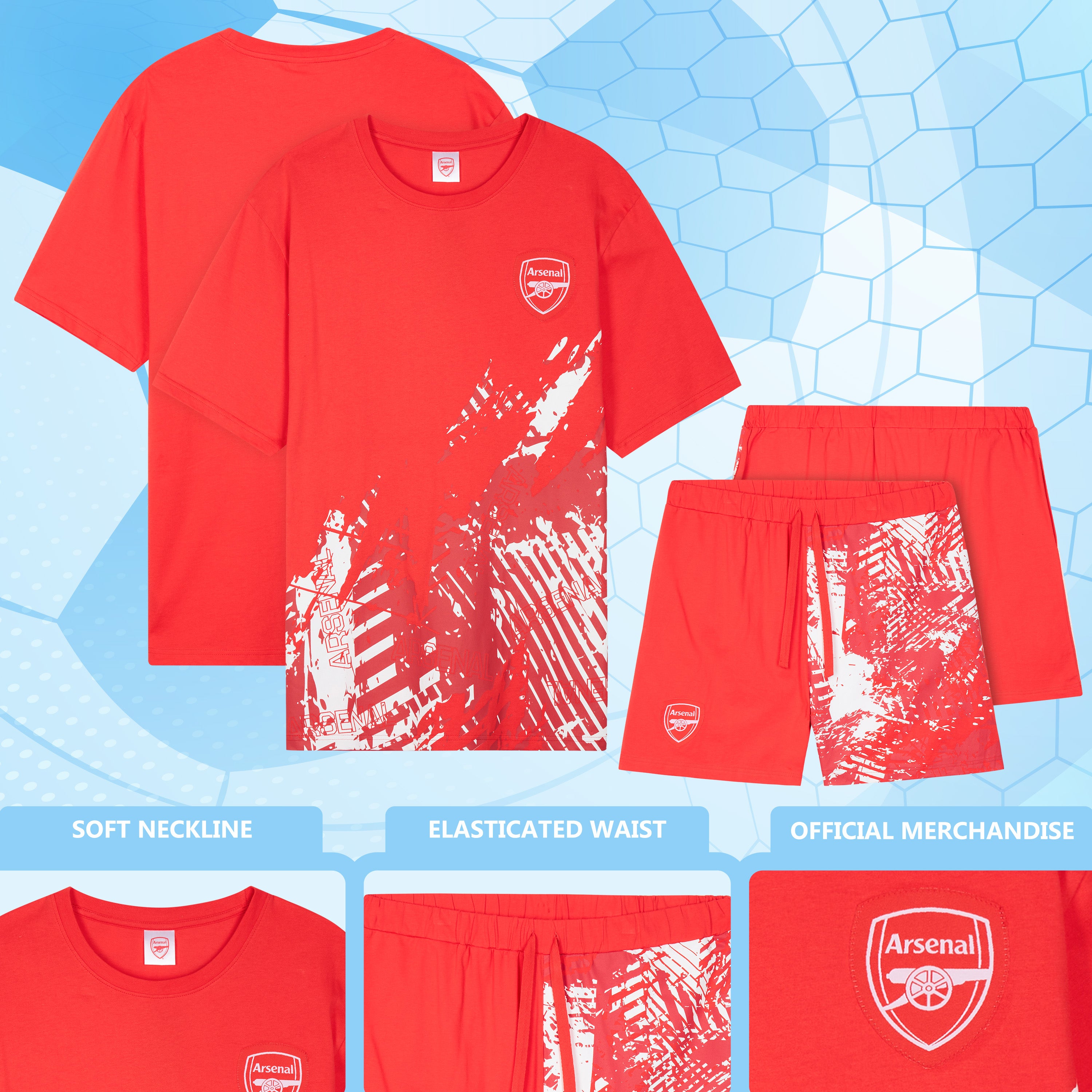arsenal-pyjama-court-homme-short-coton-respirant image 4