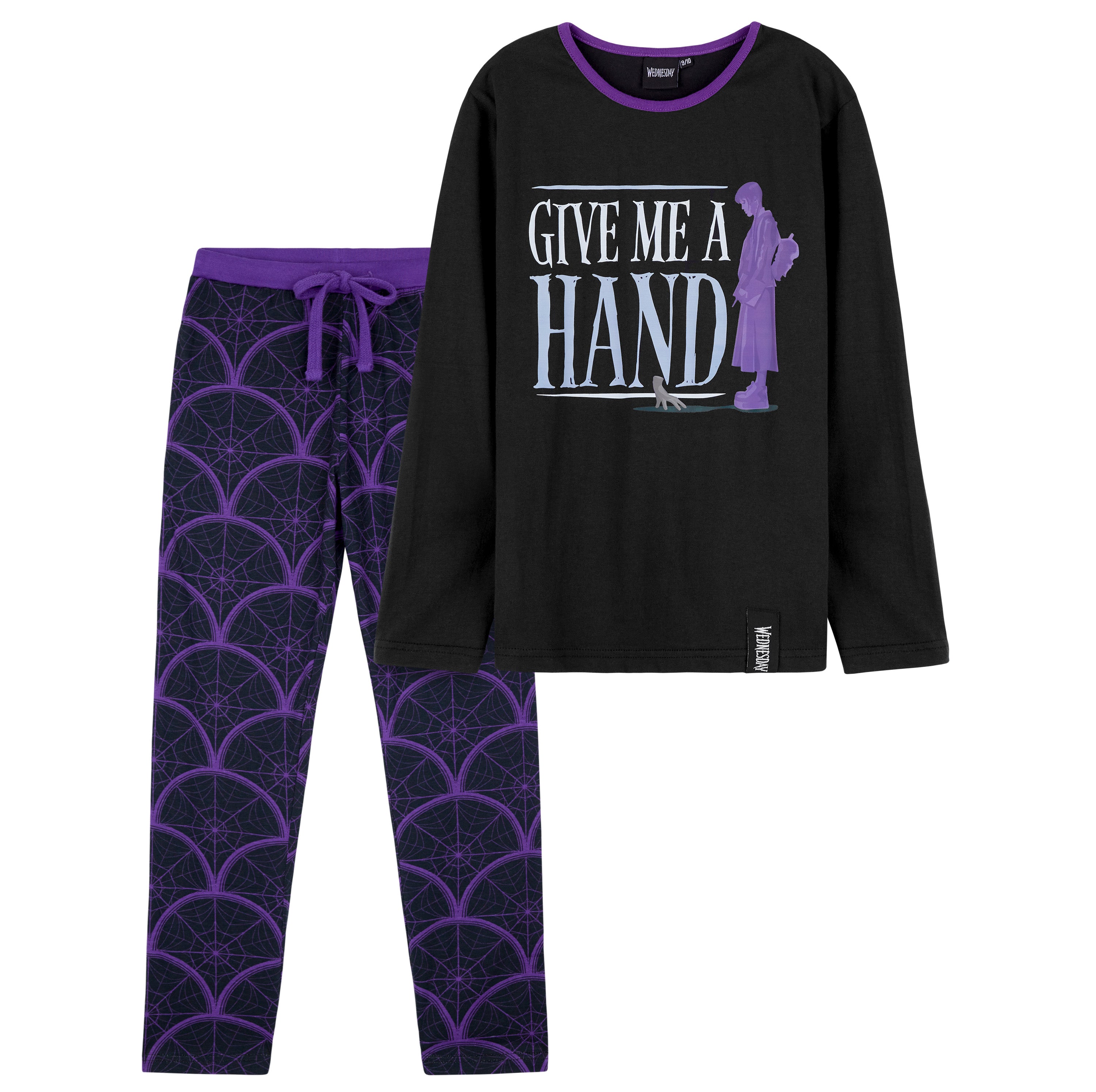 wednesday-pyjama-fille-manches-longues-coton-noir-9-10-ans image 1