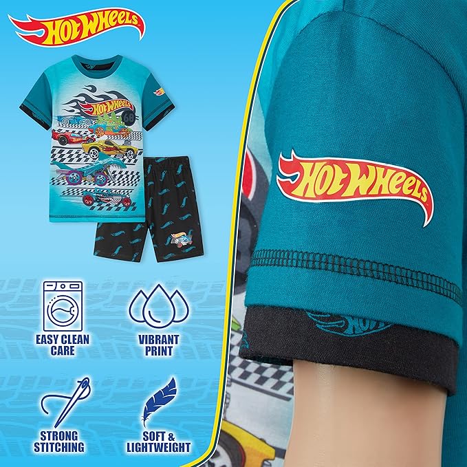 hot-wheels-pyjama-short-gar-on-2-pi-ces-tee-shirt-short-t image 6