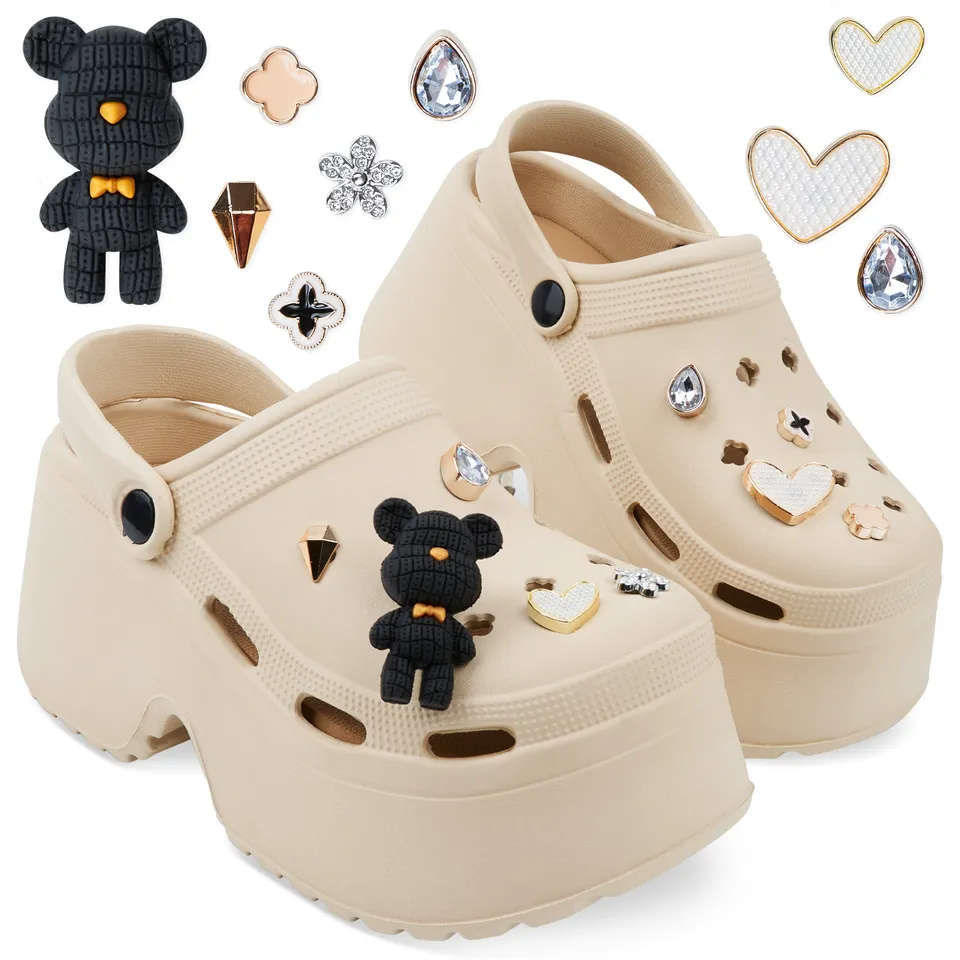 citycomfort-sabots-femme-plateforme-beige-charms-amovibles image 1
