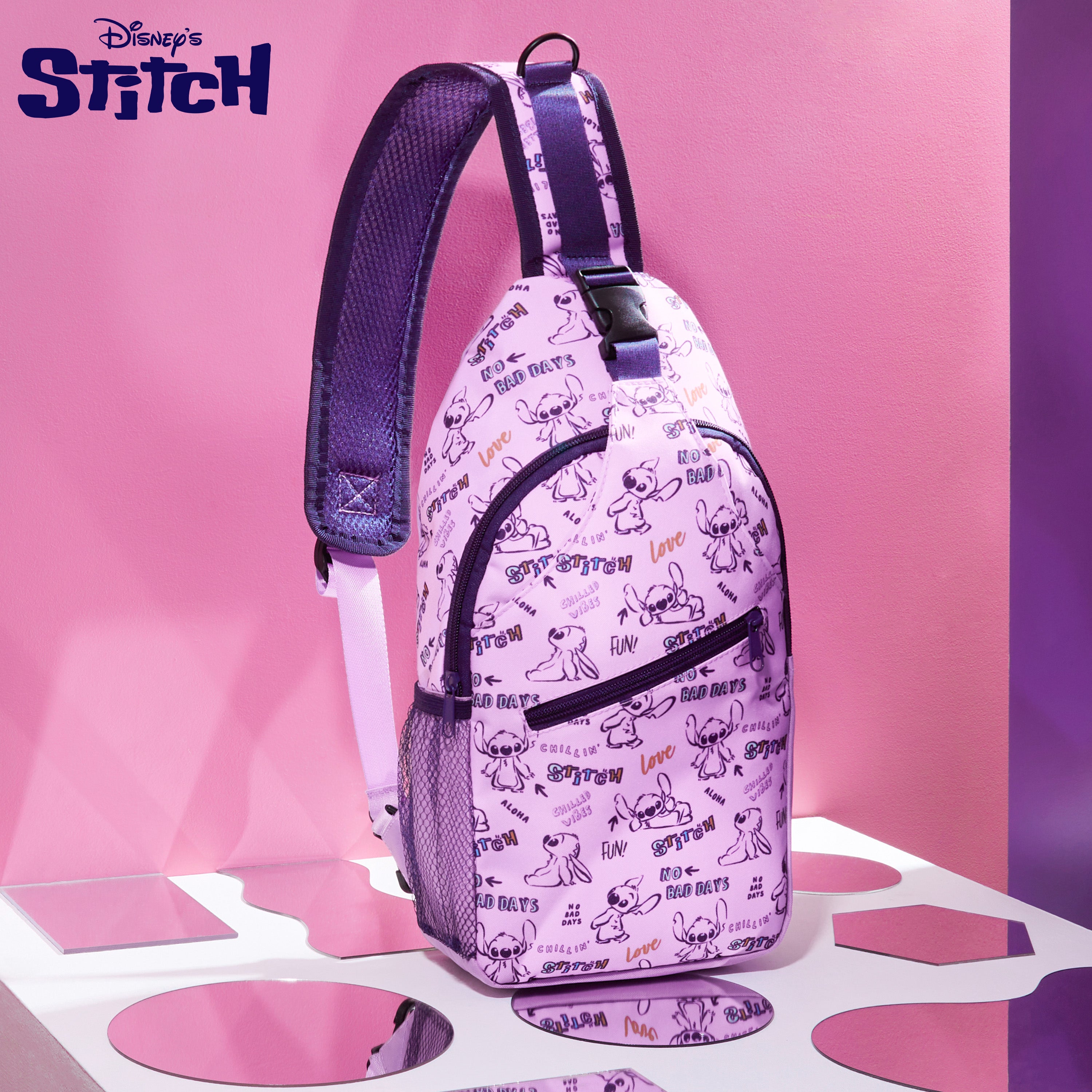 disney-stitch-sac-bandouli-re-fille-r-glable-4-poches image 2