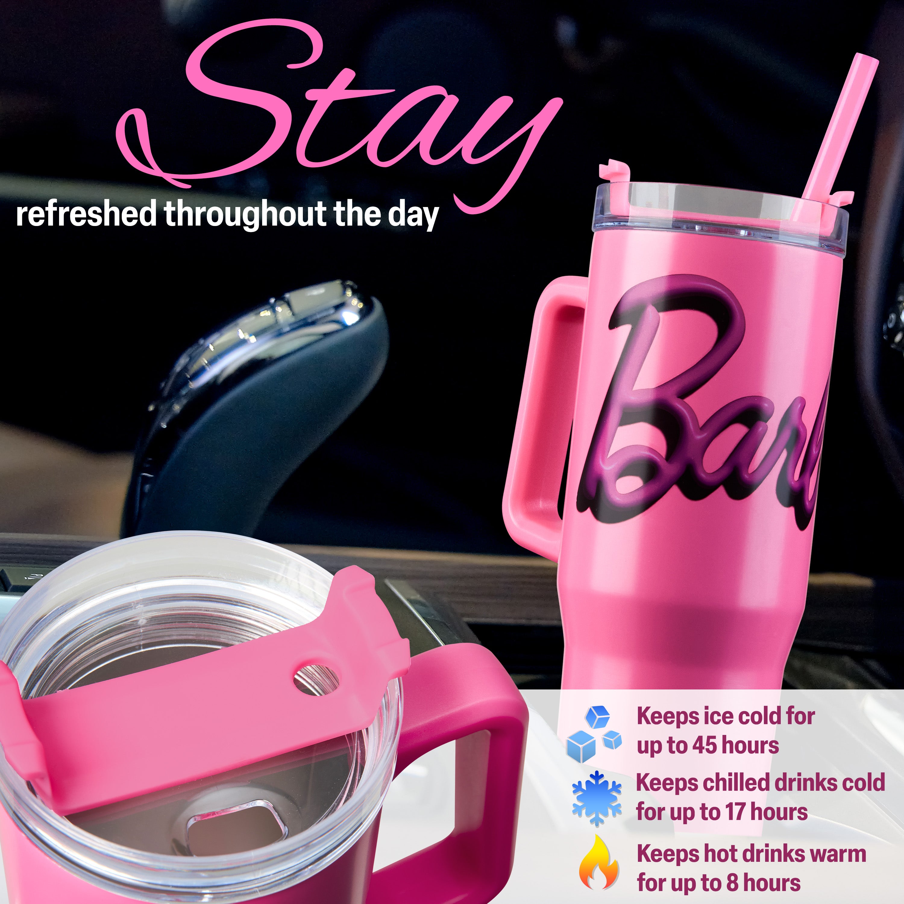 barbie-gourde-isotherme-940ml-avec-paille-et-poign-e-rose image 6