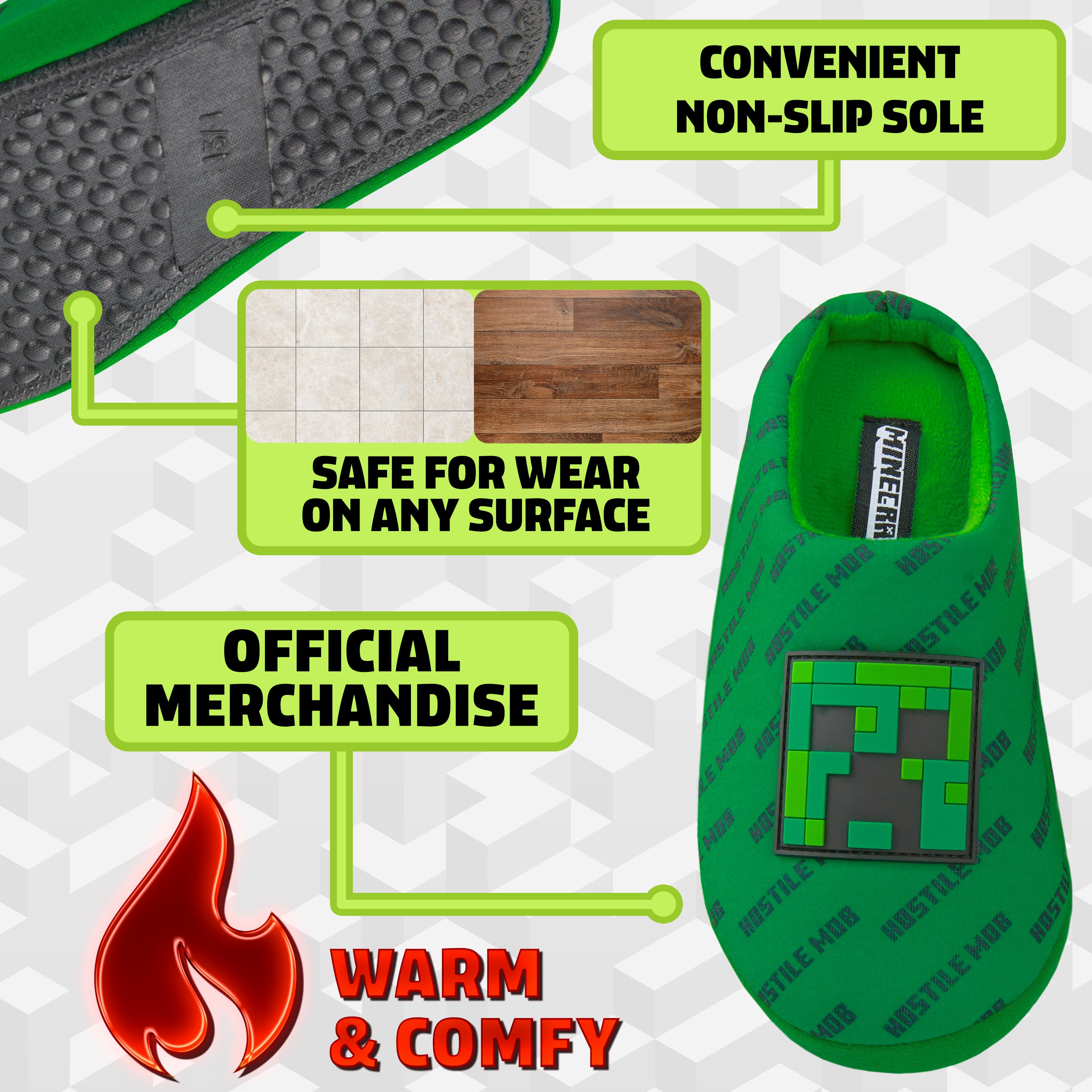 minecraft-creeper-pantoufles-gar-on-10-10-5-uk-antid-rapantes image 4