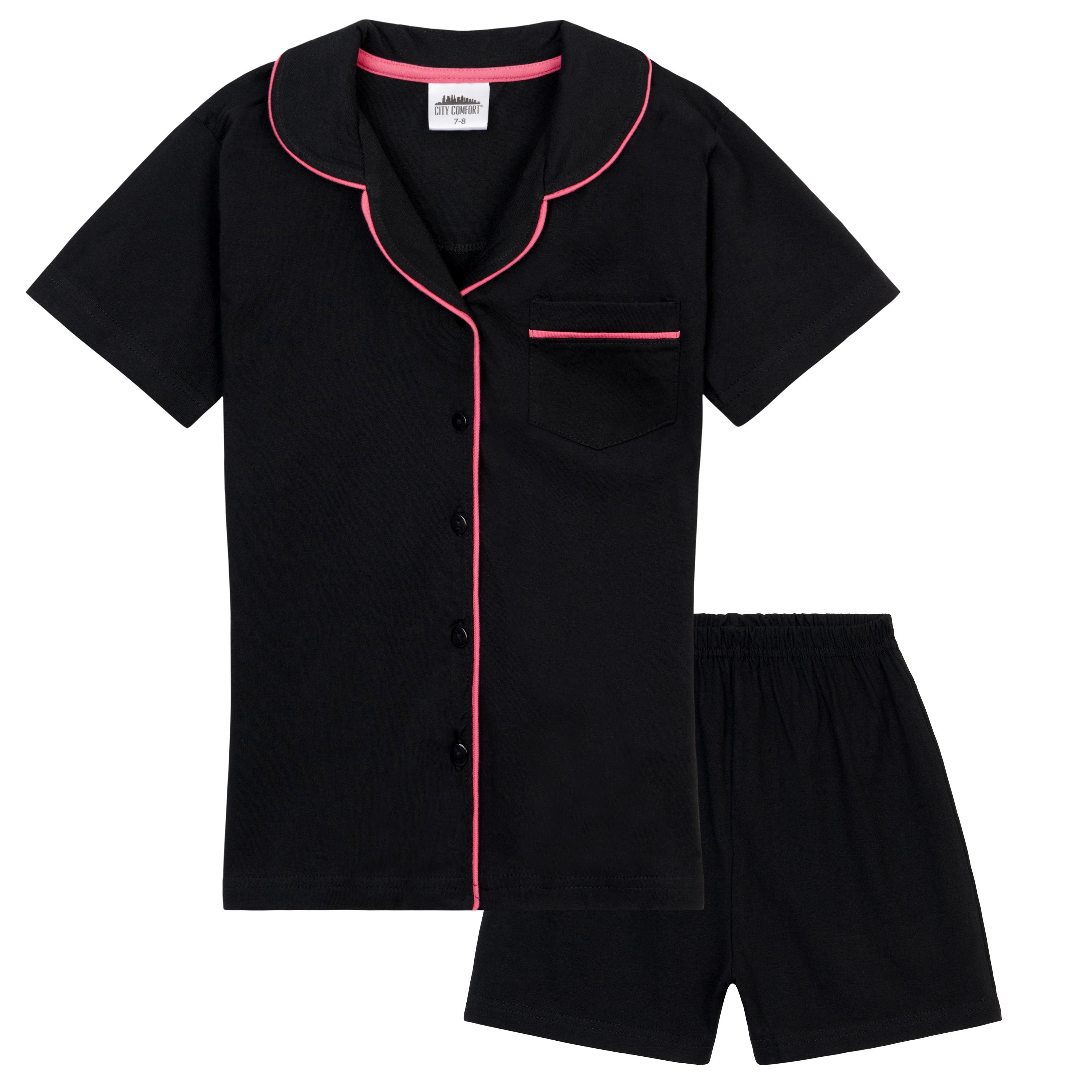 citycomfort-pyjama-fille-court-coton-t-boutons-gris image 6