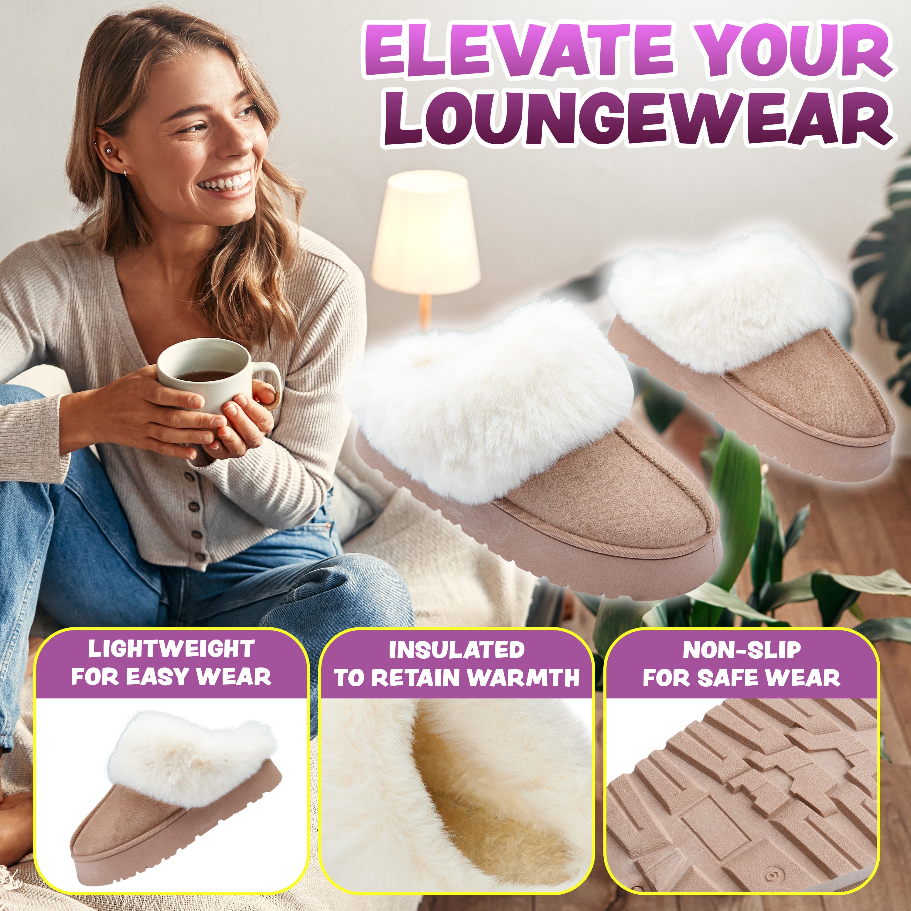 get-trend-women-citycomfort-pantoufles-femme-sherpa-beige-chaud image 4