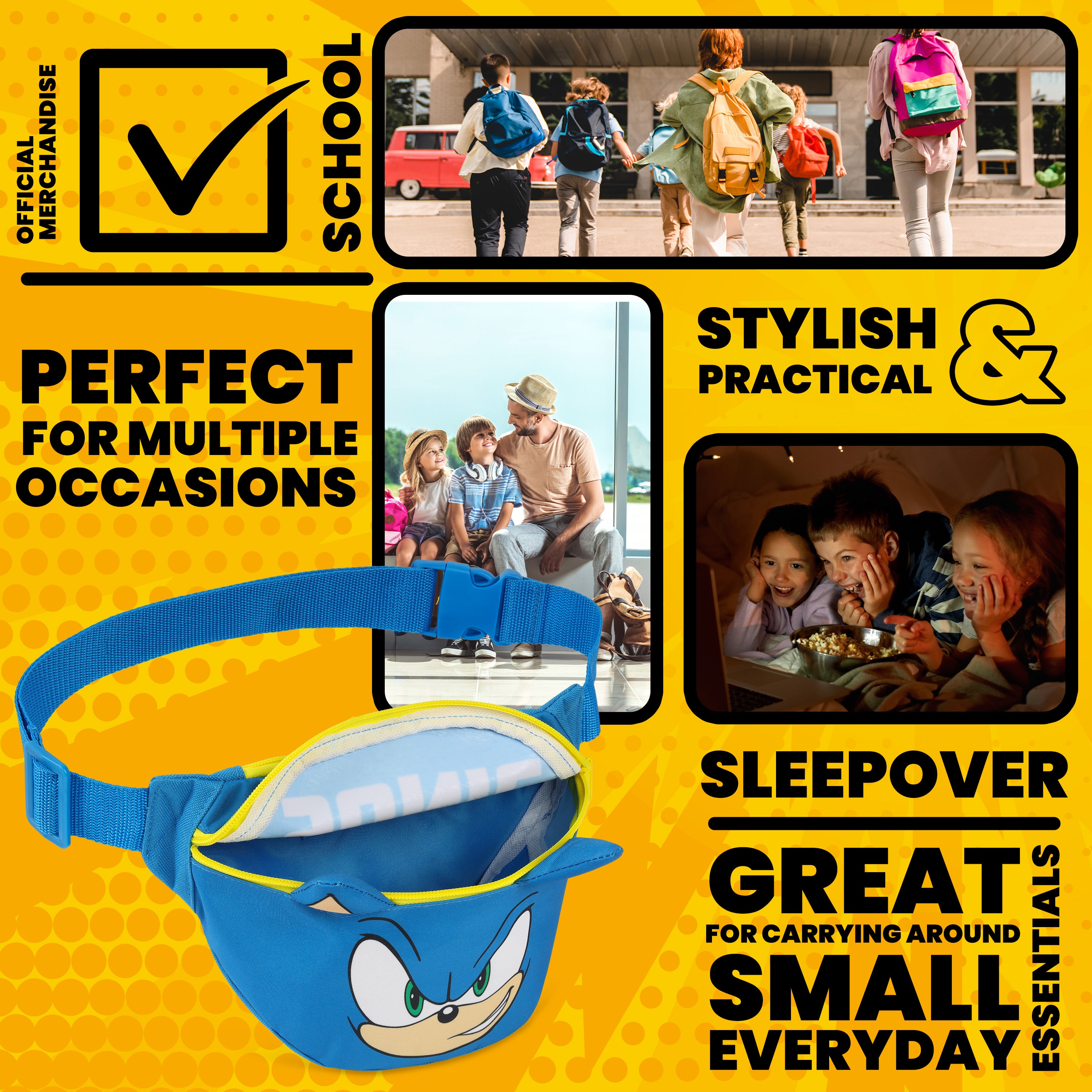 sonic-the-hedgehog-banane-enfant-bleue-taille-unique-2-poches image 4