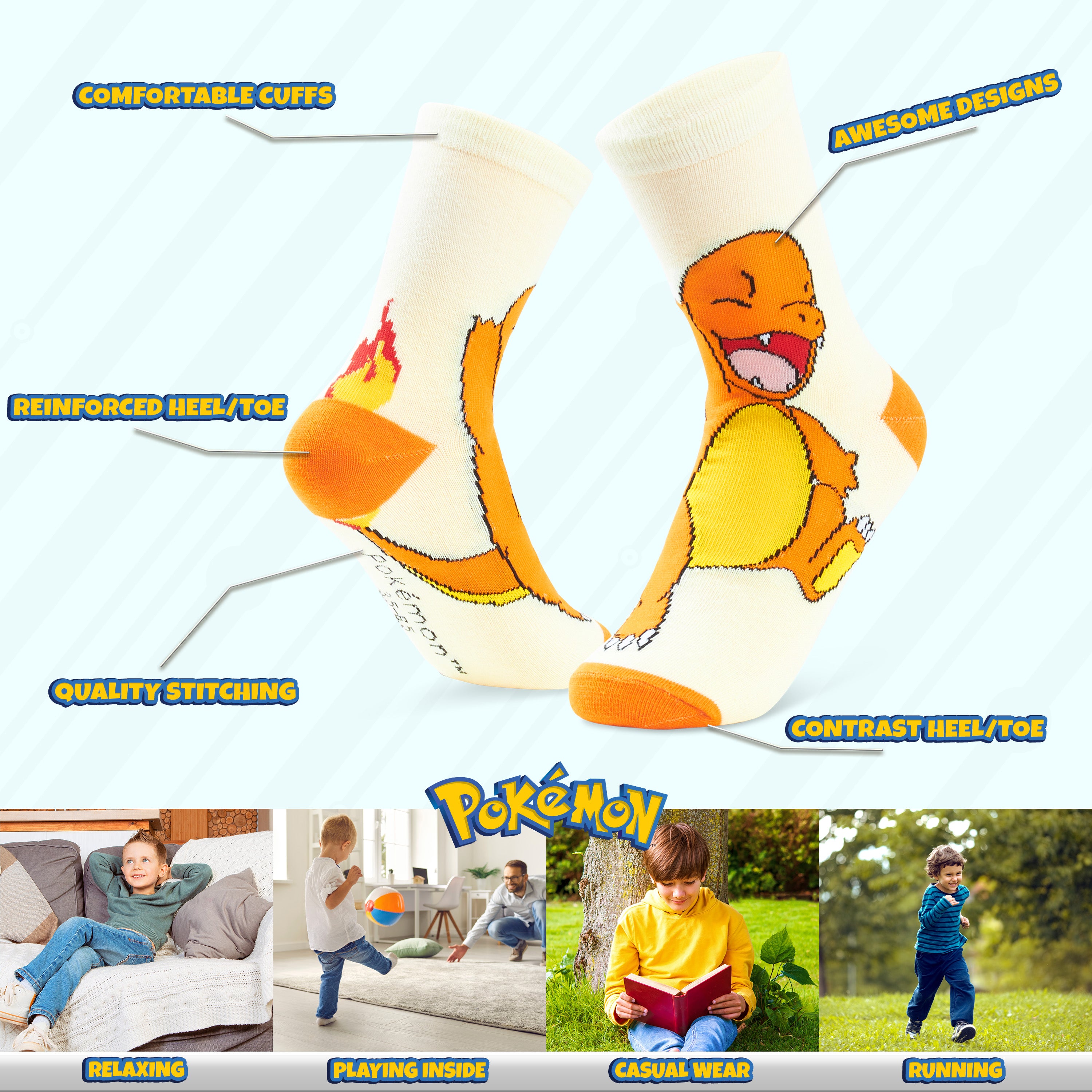 pok-mon-chaussettes-enfant-5-paires-cheville-coton-pikachu image 5