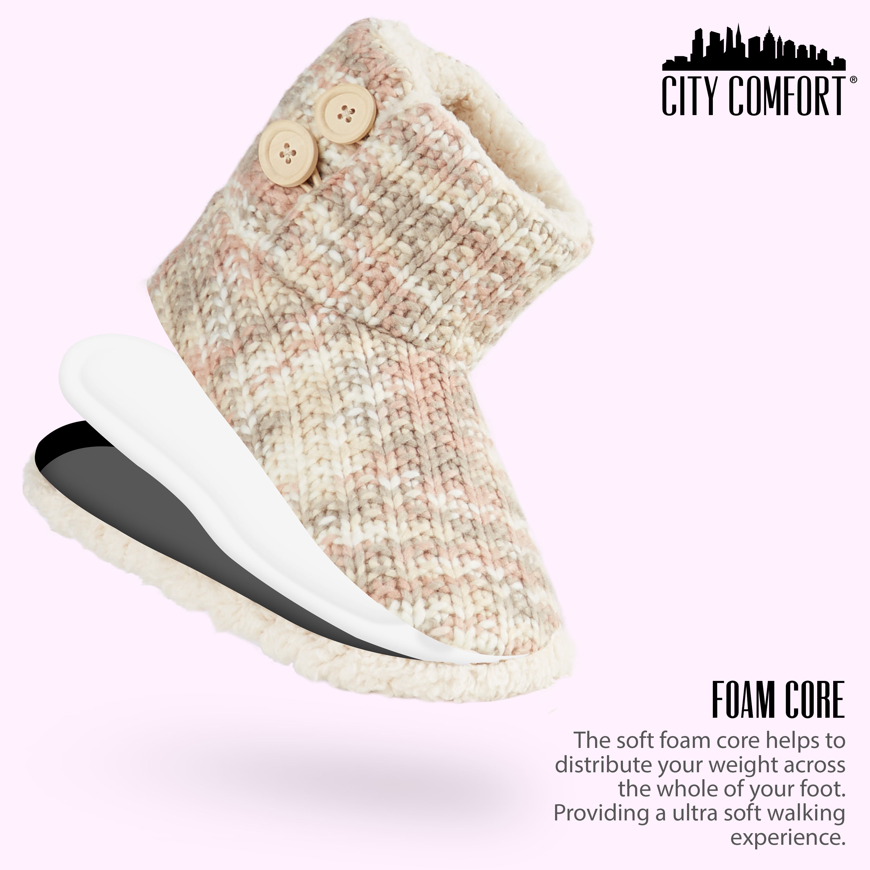 citycomfort-pantoufles-bottines-femme-tricot-fourrure image 3