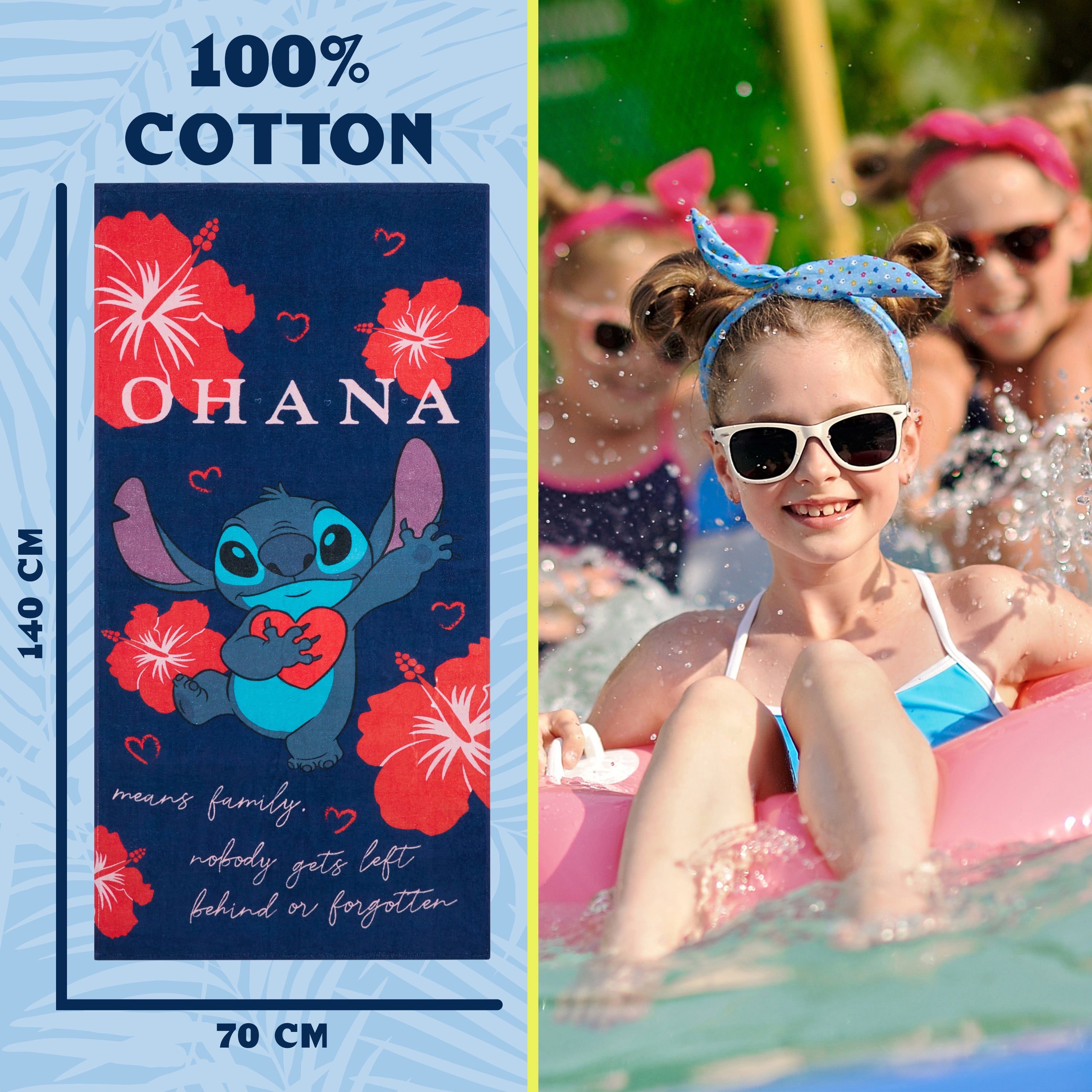 disney-stitch-serviette-de-plage-enfant-140x70-cm-bleu-rouge-coton image 6