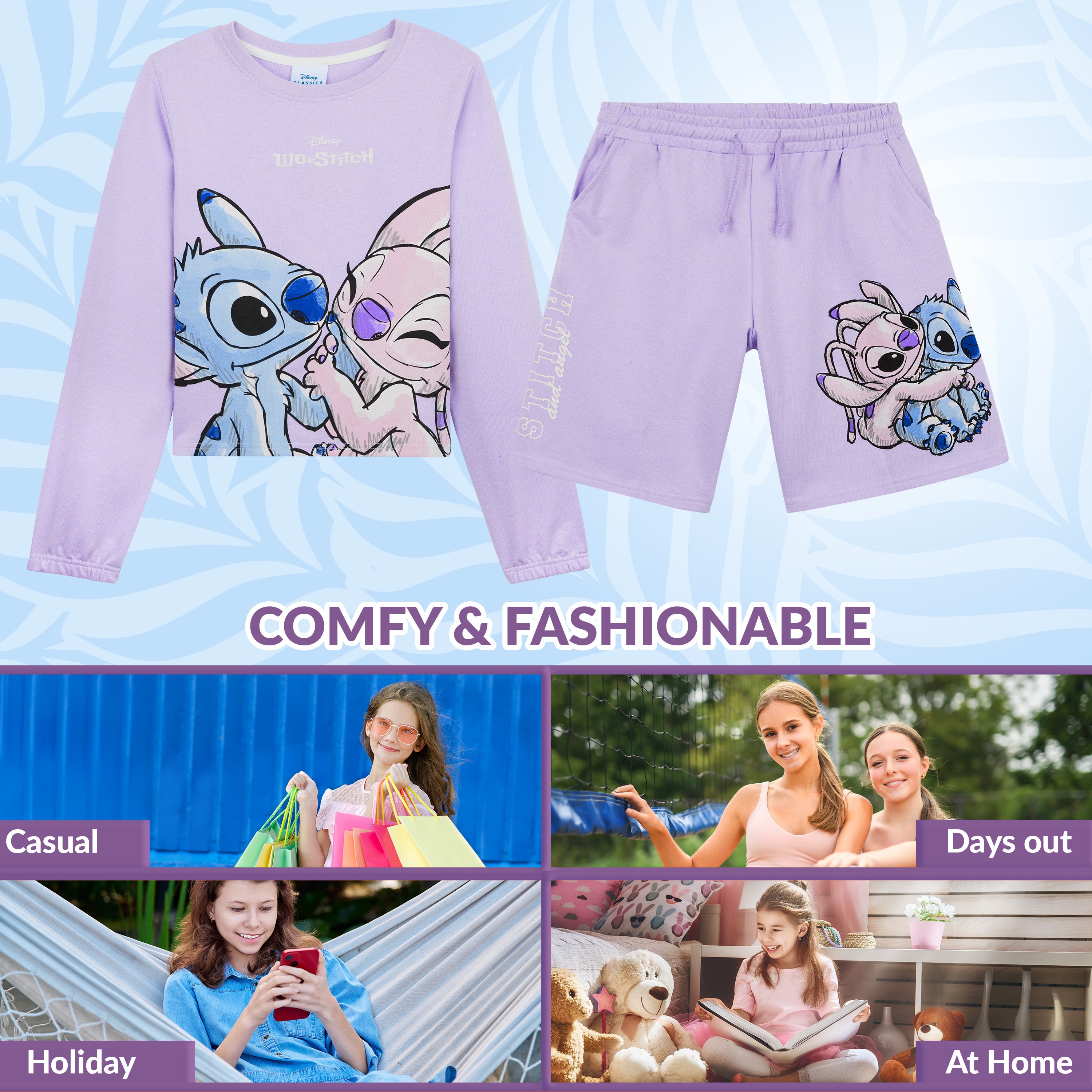 stitch-surv-tement-fille-sweat-short-9-10-ans-ensemble image 2