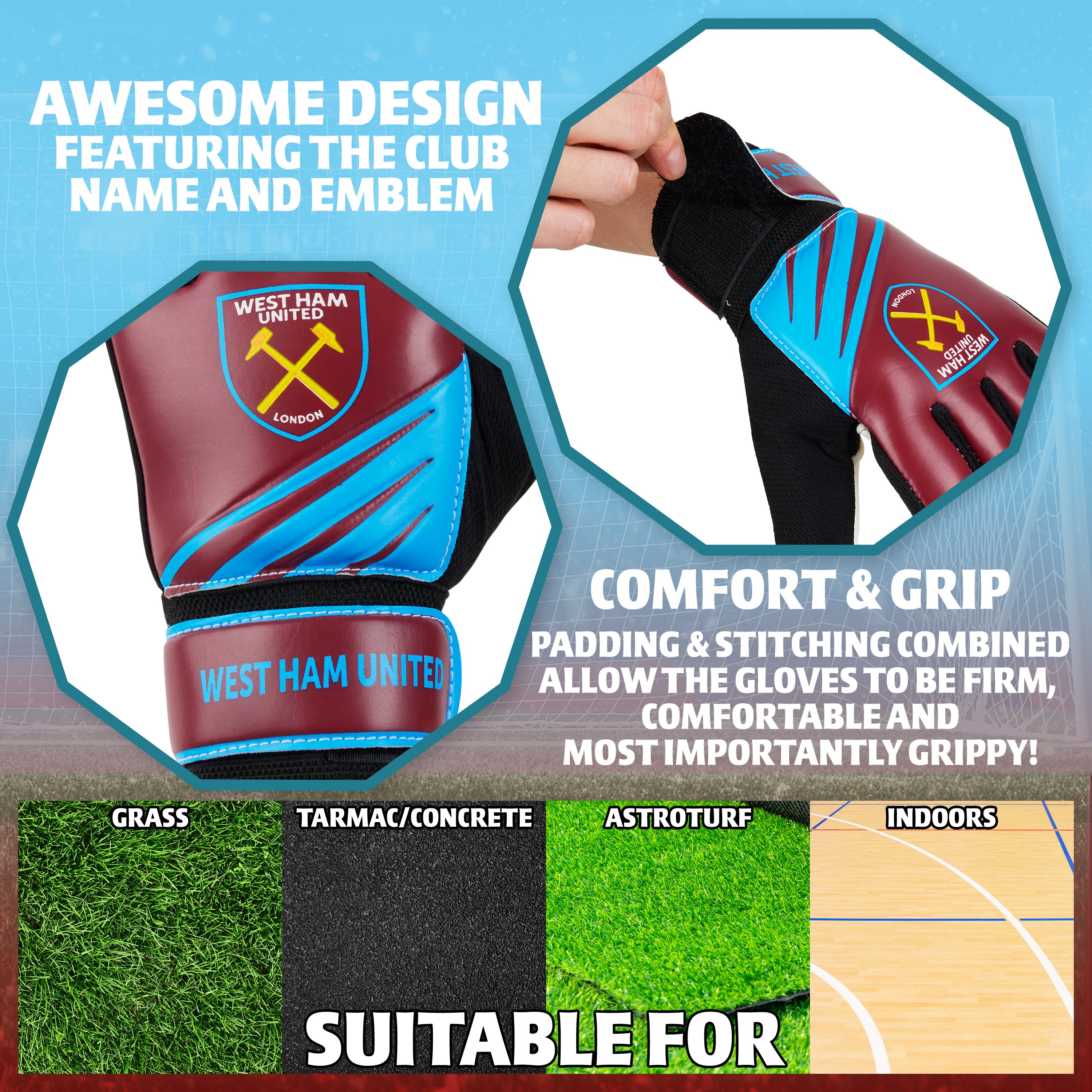 west-ham-gants-gardien-enfant-taille-5-paume-matelass-e image 5