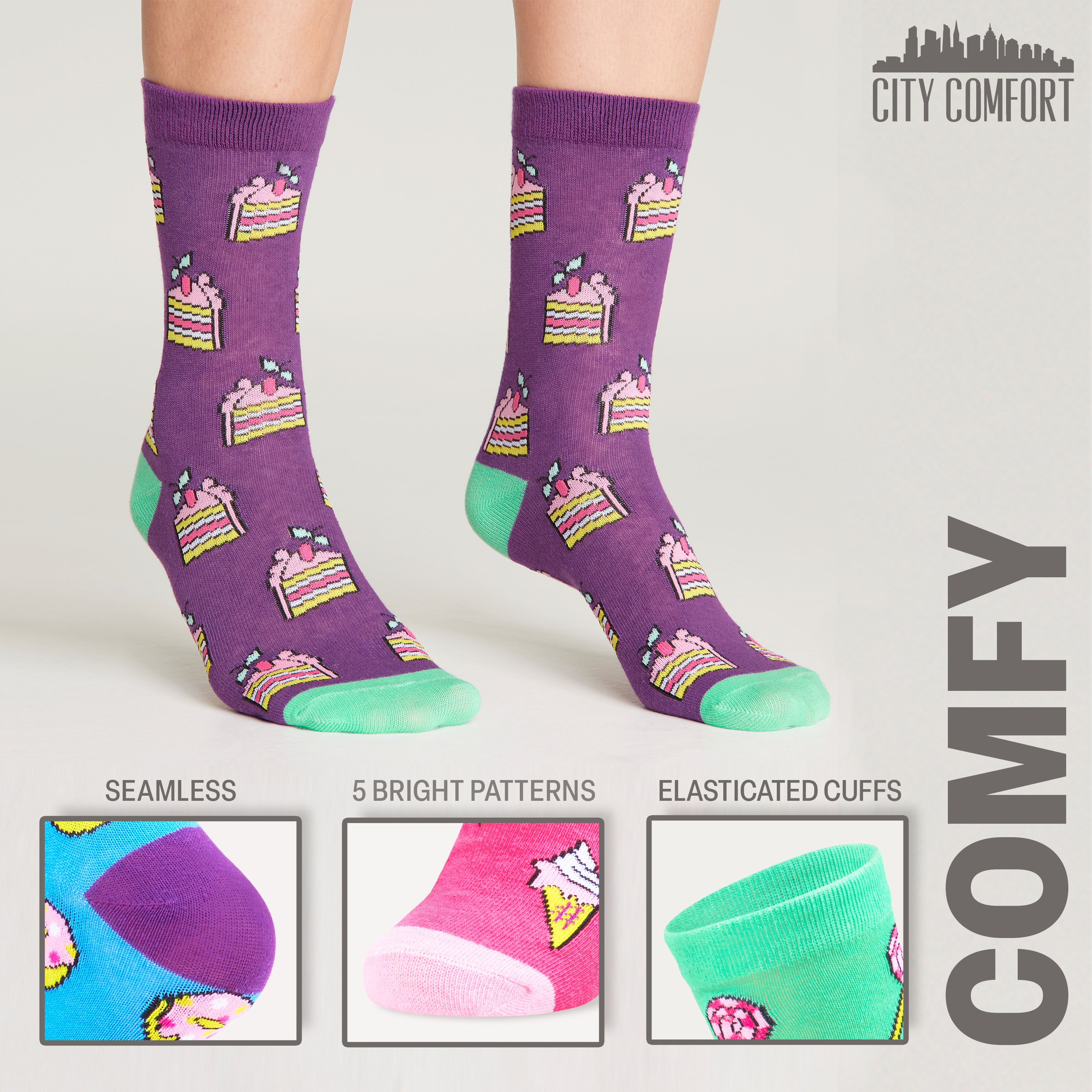 citycomfort-chaussettes-femme-lot-5-paires-mi-mollet image 5