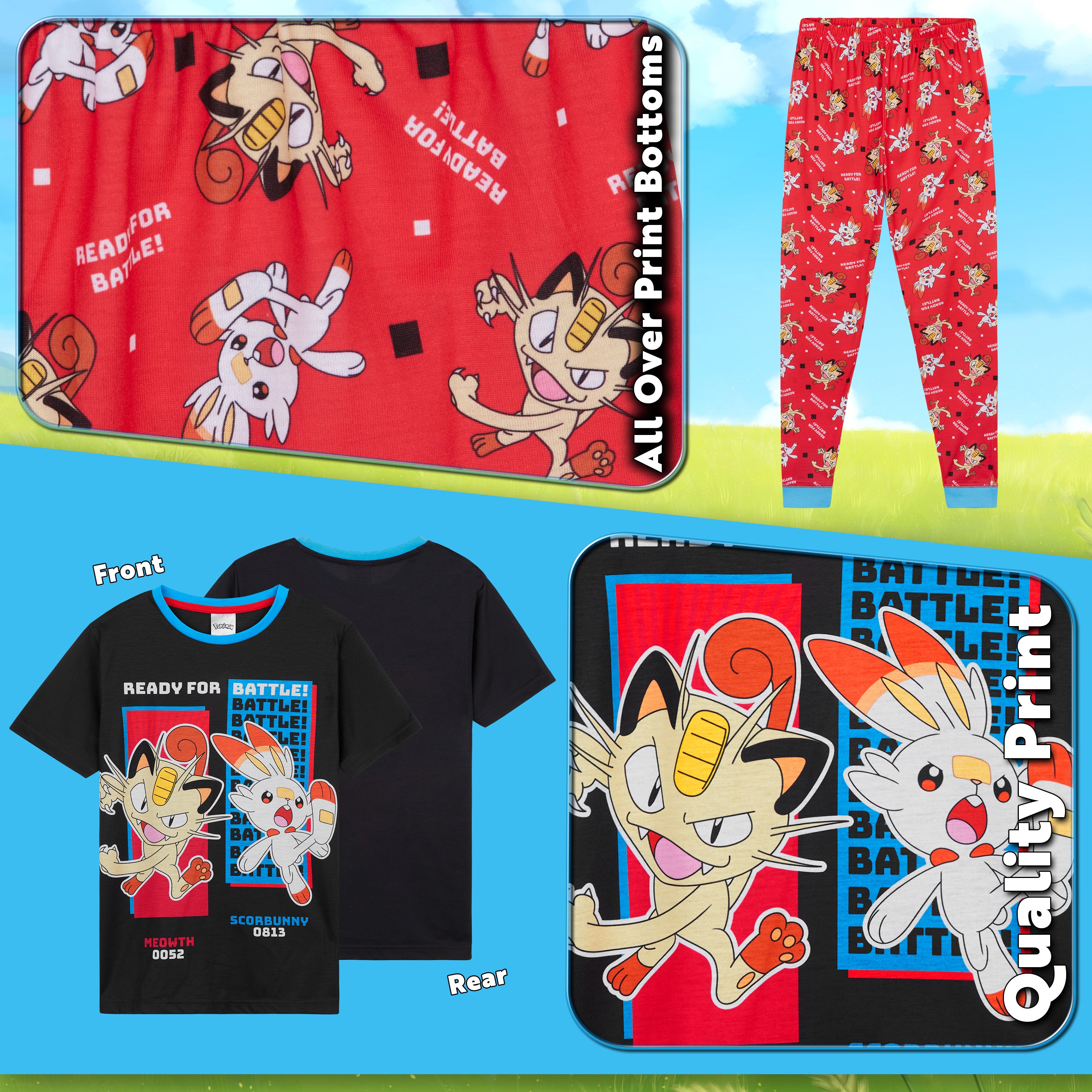 pokemon-boys-pyjama-long-gar-on-2-pi-ces-7-8-ans-rouge-noir image 5