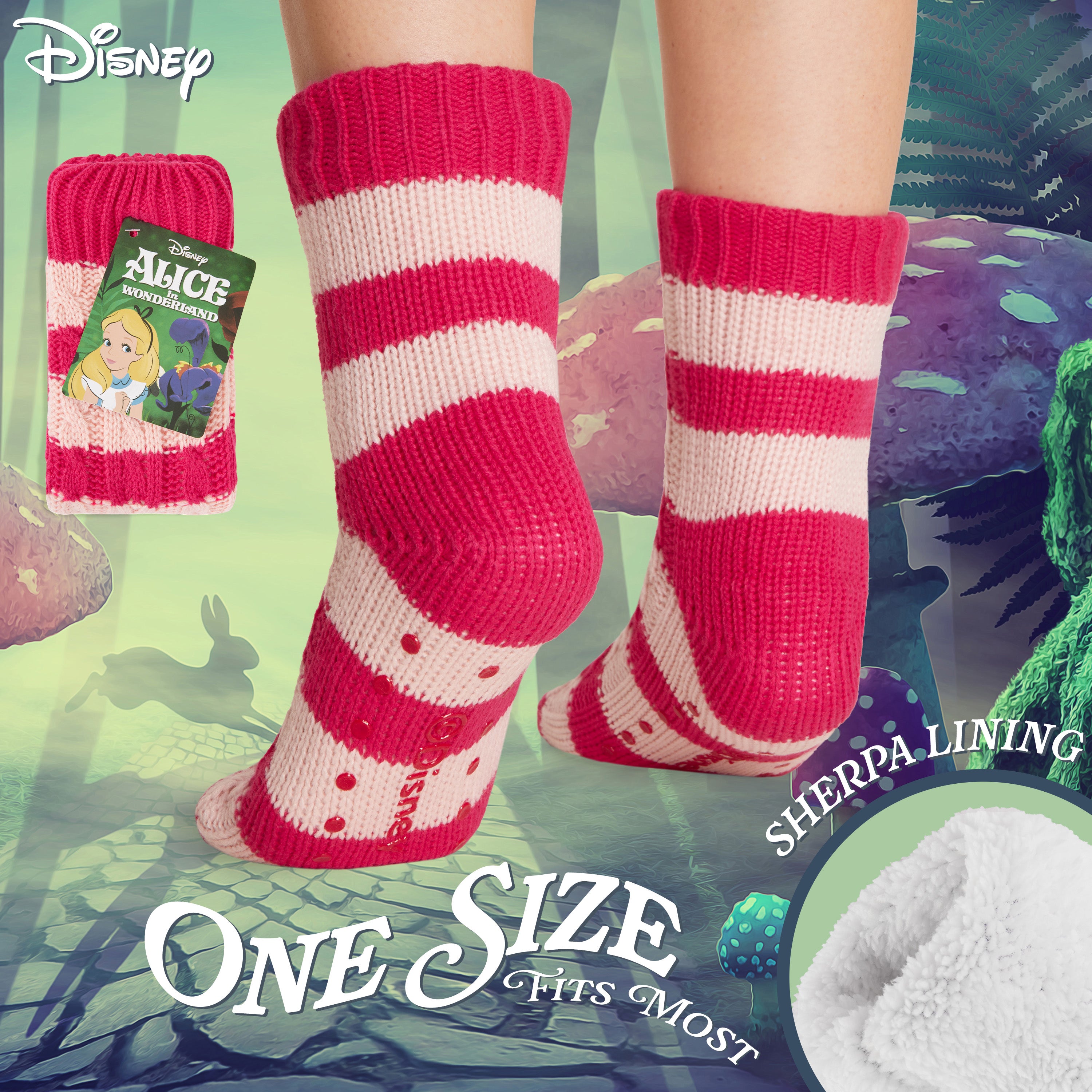 disney-cheshire-cat-chaussettes-pilou-femme-rose-fonc image 6