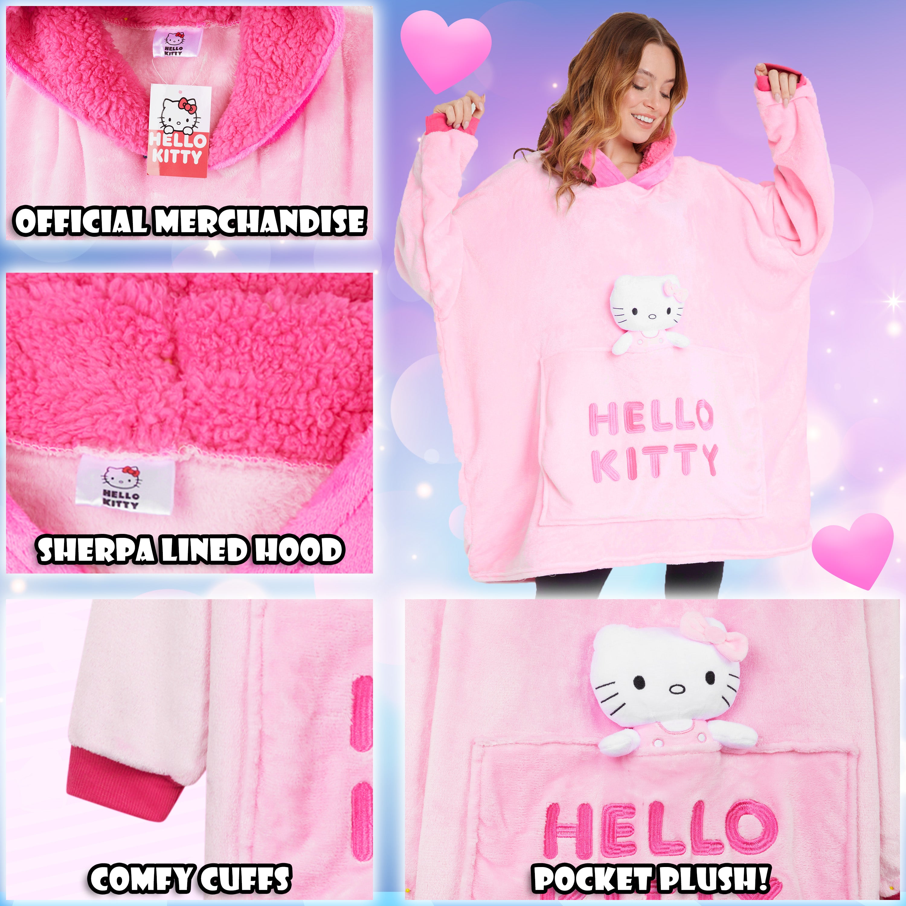 get-trend-hello-kitty-plaid-sweat-capuche-polaire-rose-peluche image 4