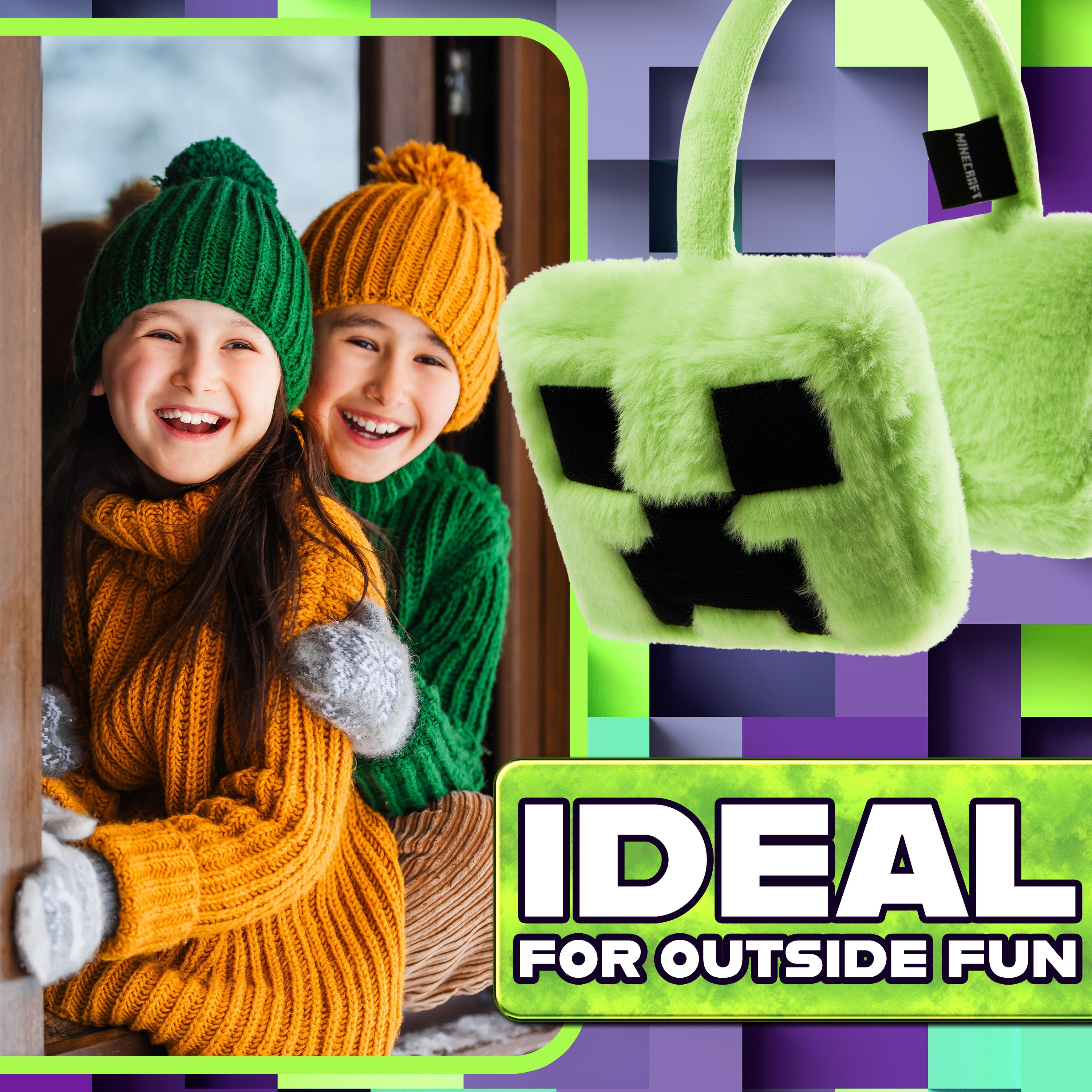 minecraft-cache-oreilles-enfant-creeper-chaud-taille-unique image 5