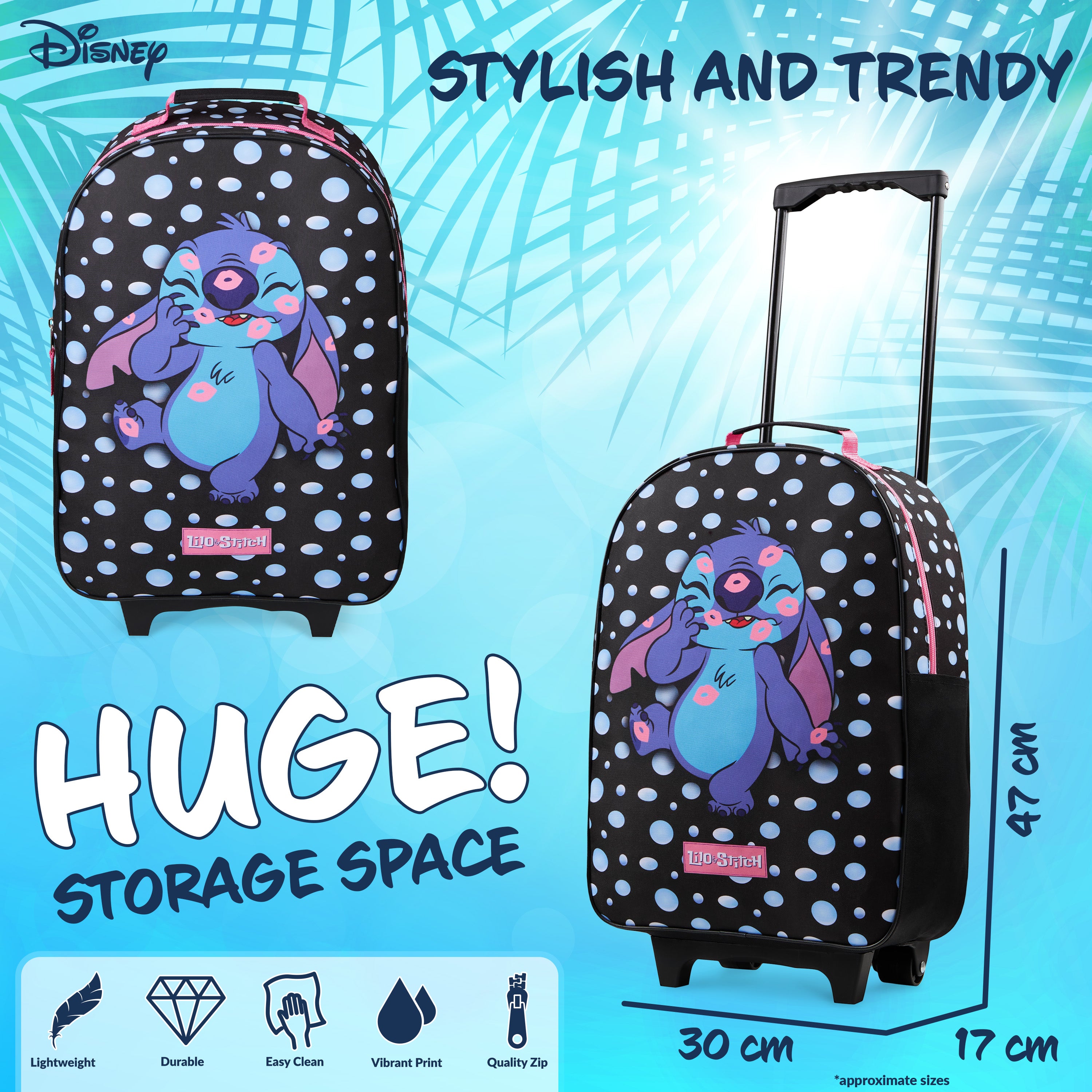 valise-disney-stitch-noir-enfant-cabine-47-cm-roulettes image 4