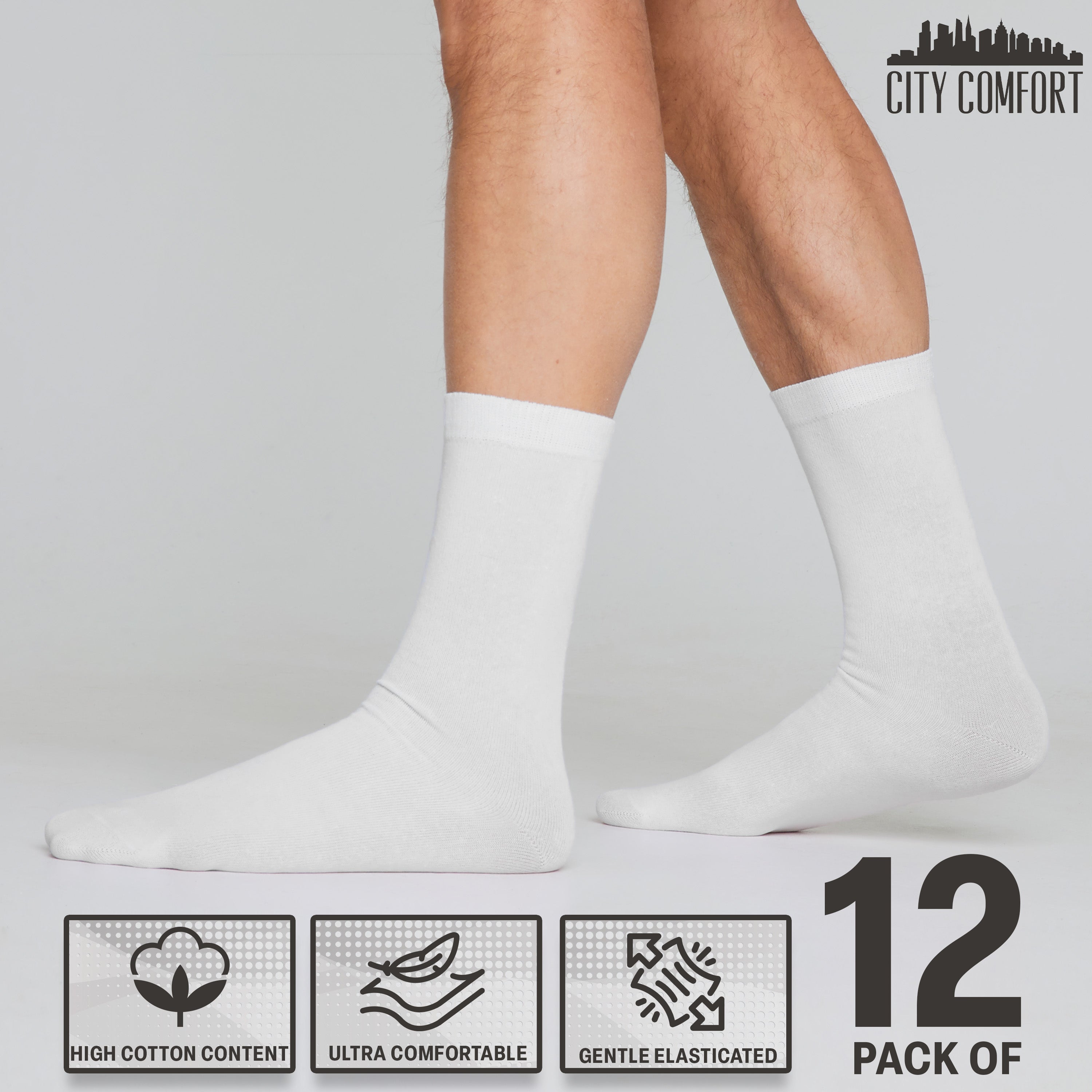 citycomfort-chaussettes-homme-lot-12-coton-mi-mollet image 8