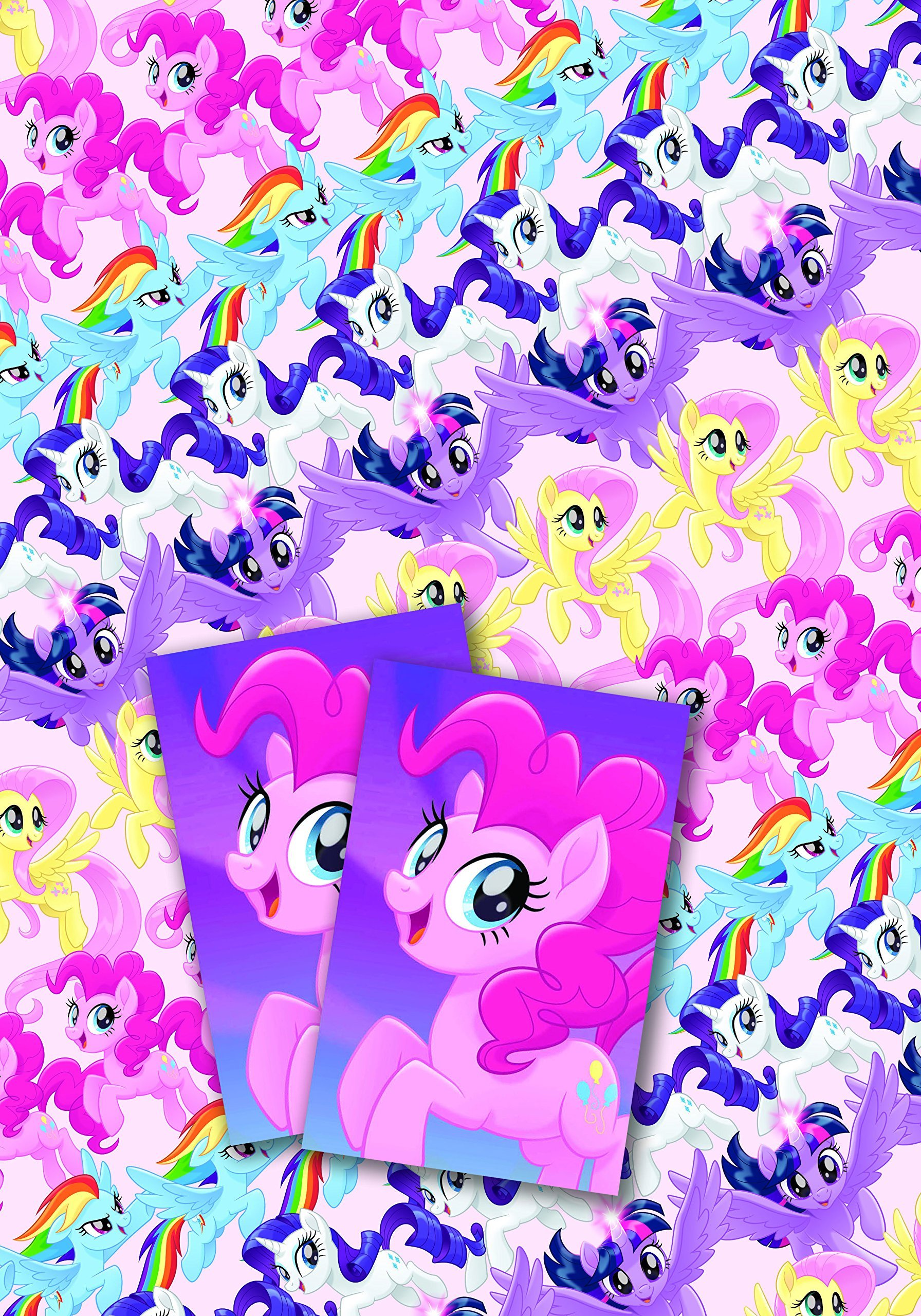 my-little-pony-papier-cadeau-lot-2-feuilles-tiquette-enfant image 1
