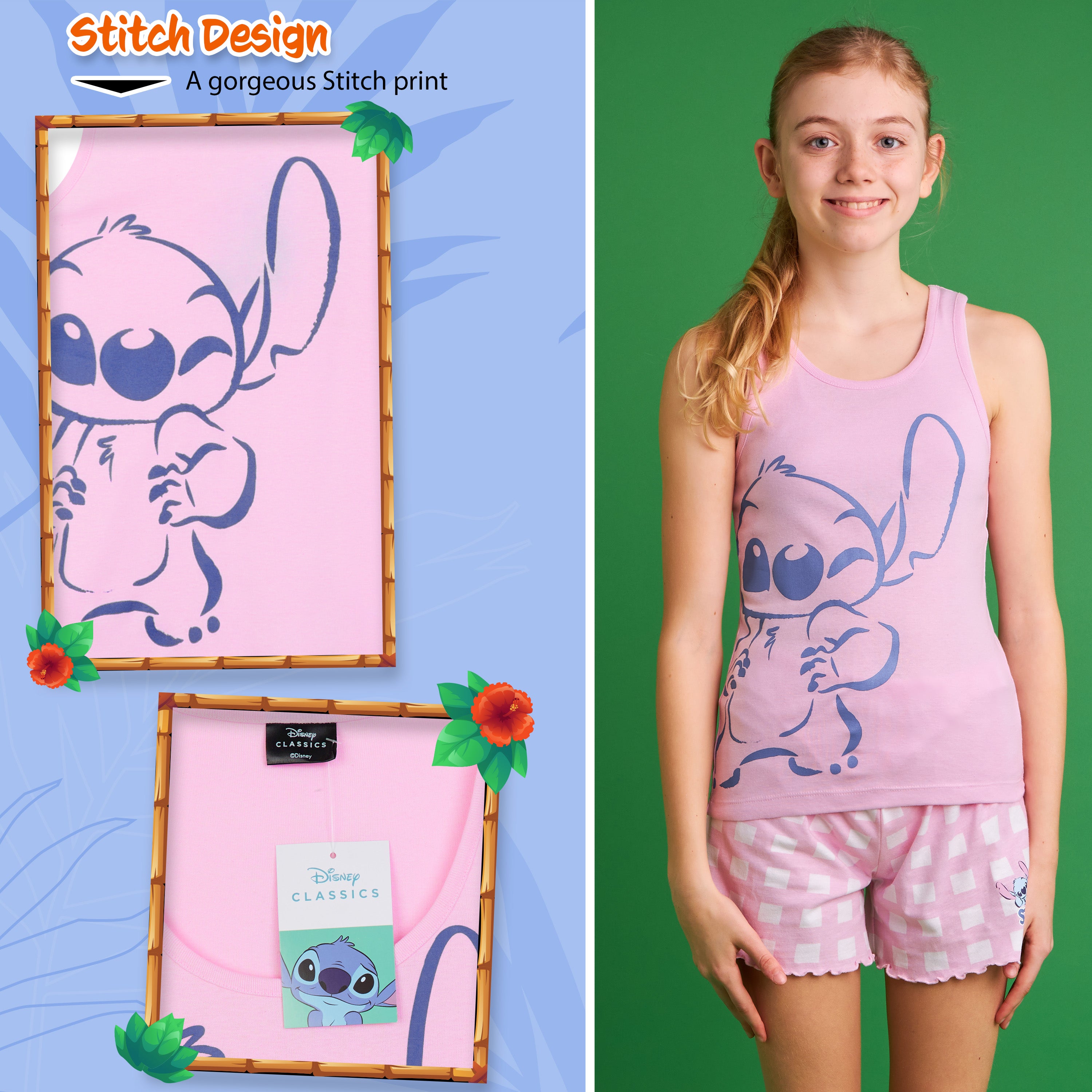 disney-stitch-pyjama-short-fille-2-pi-ces-coton-9-10-ans image 4