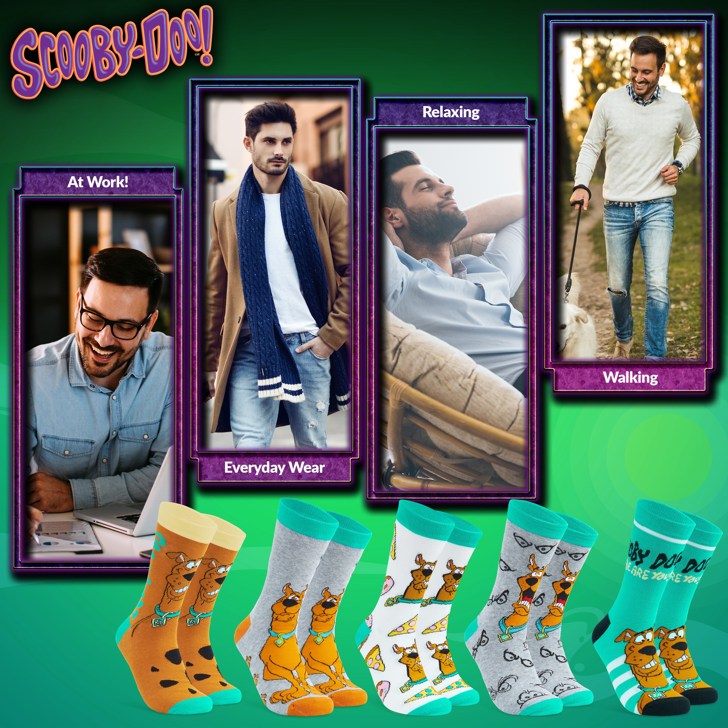scooby-doo-chaussettes-homme-lot-5-coton-crew image 5