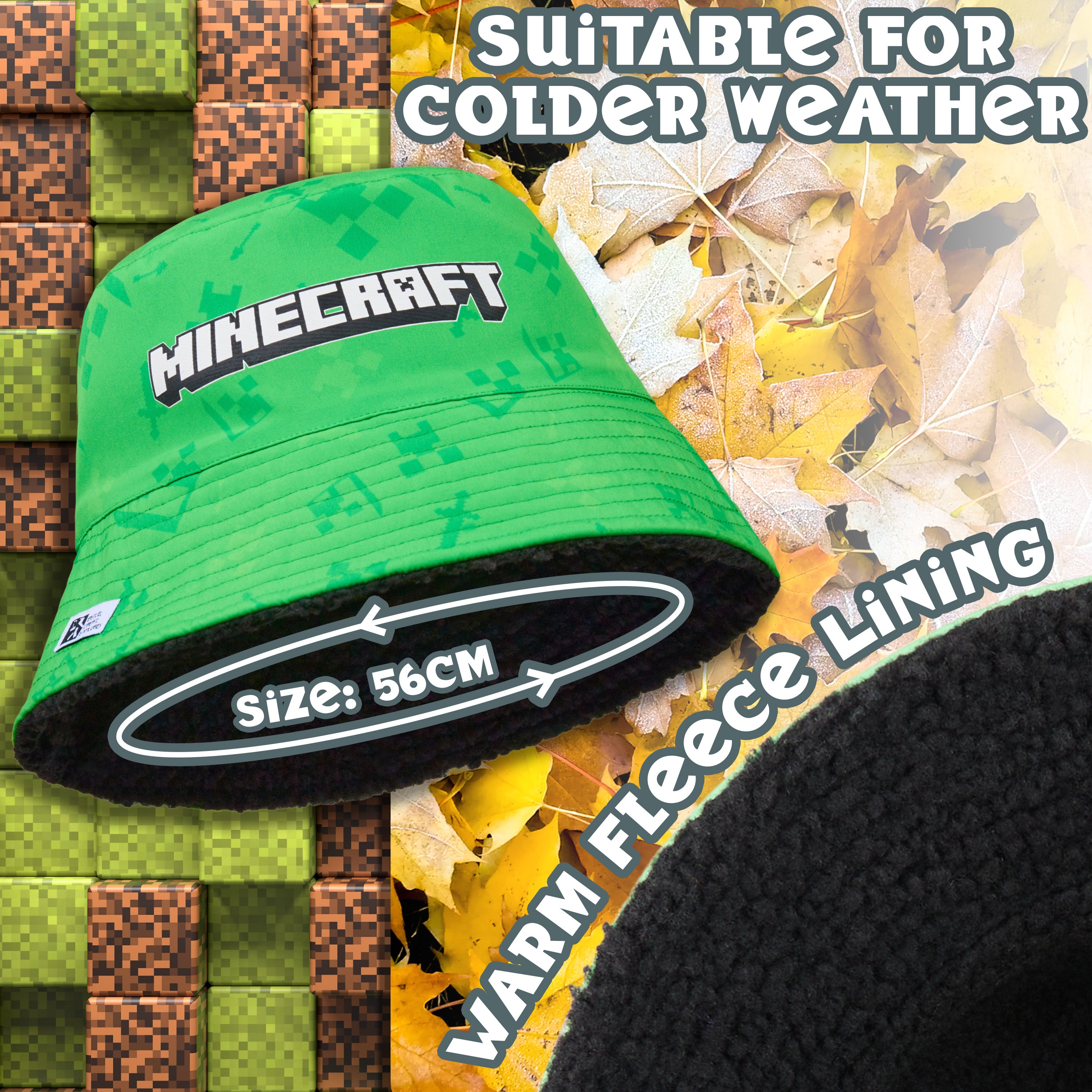 minecraft-bob-enfant-doublure-polaire-vert-creeper-6-14-ans image 3