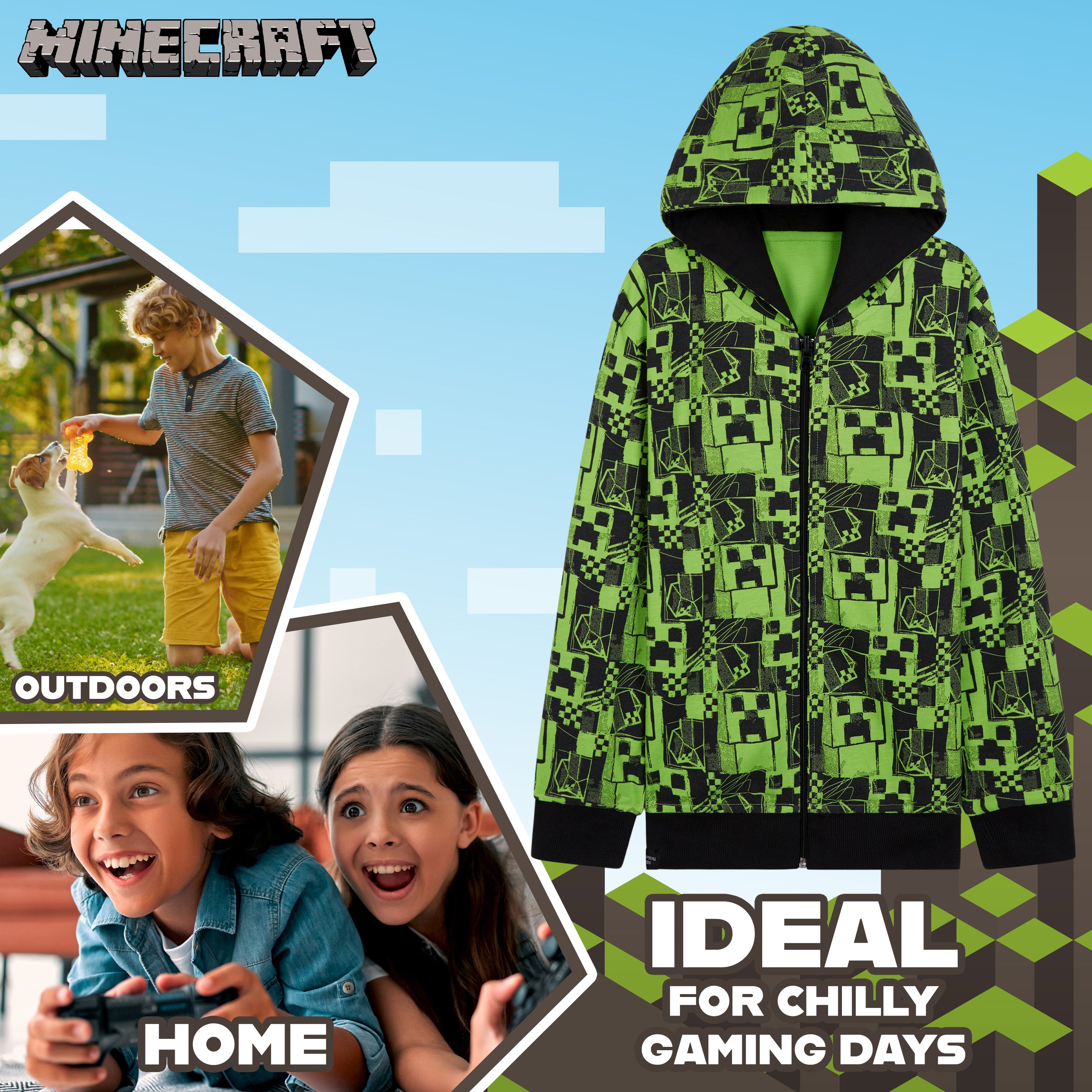 minecraft-sweat-capuche-r-versible-gar-on-zip-5-6-ans image 4