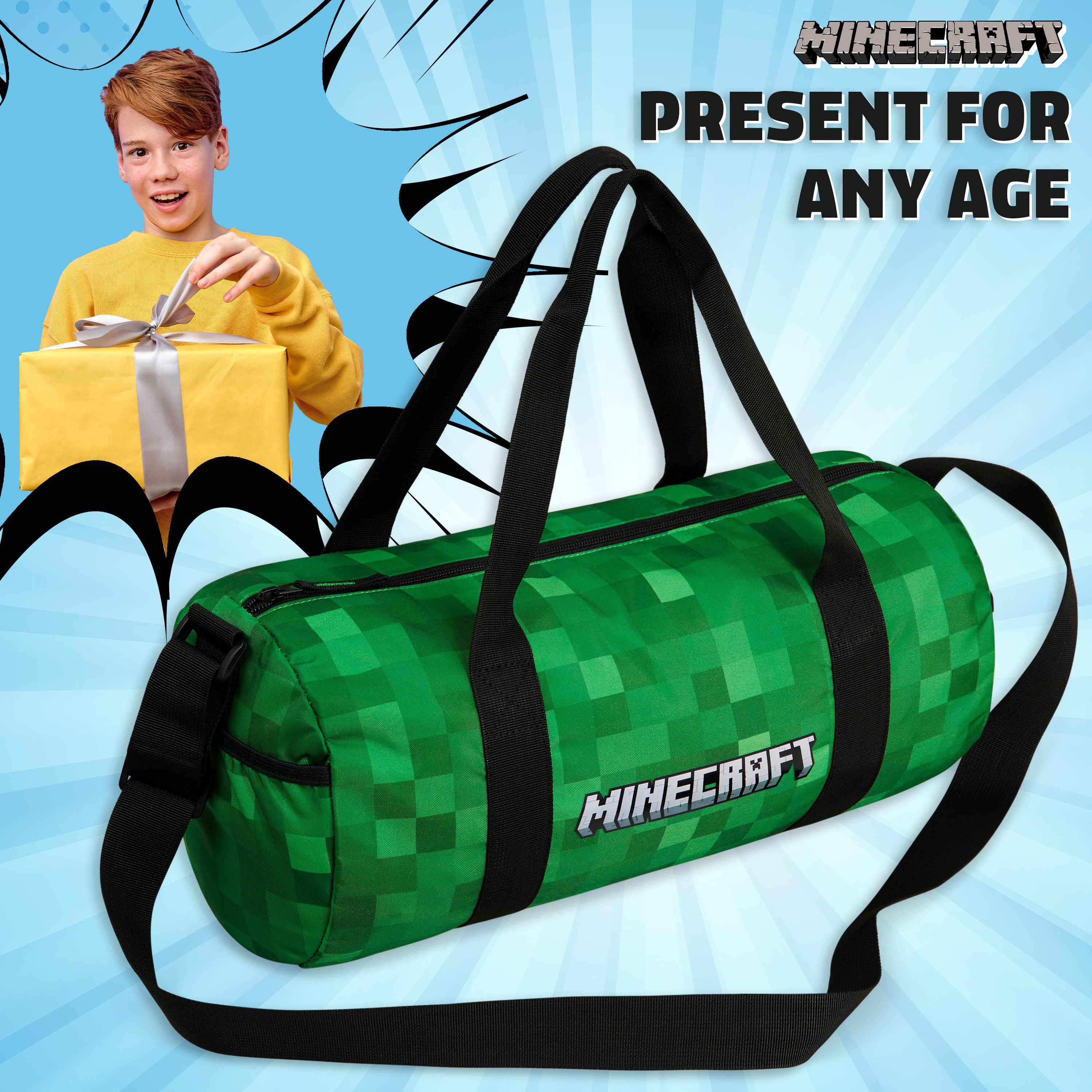 minecraft-sac-de-sport-enfant-grand-holdall-vert-pixel image 4