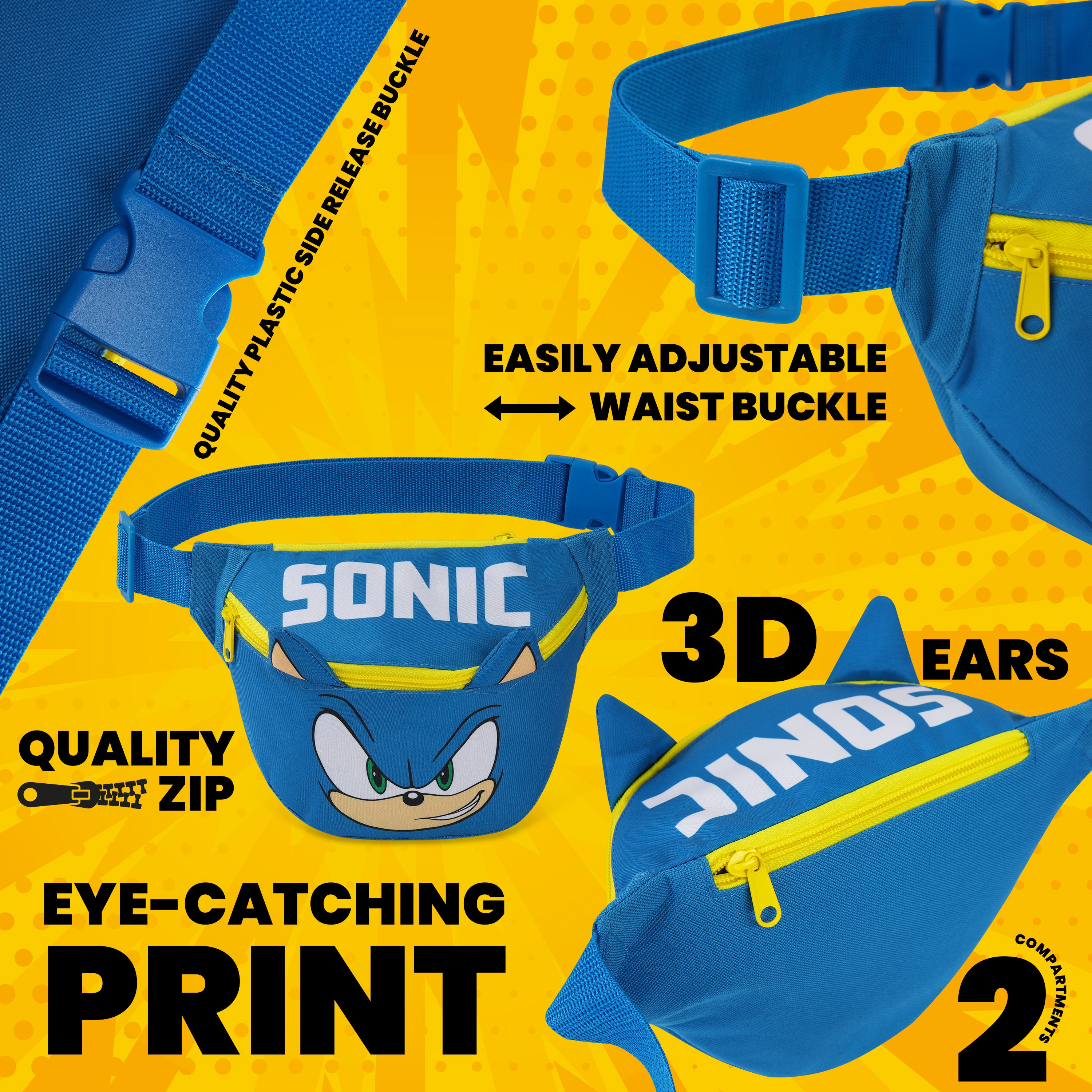 sonic-the-hedgehog-banane-enfant-bleue-taille-unique-2-poches image 6