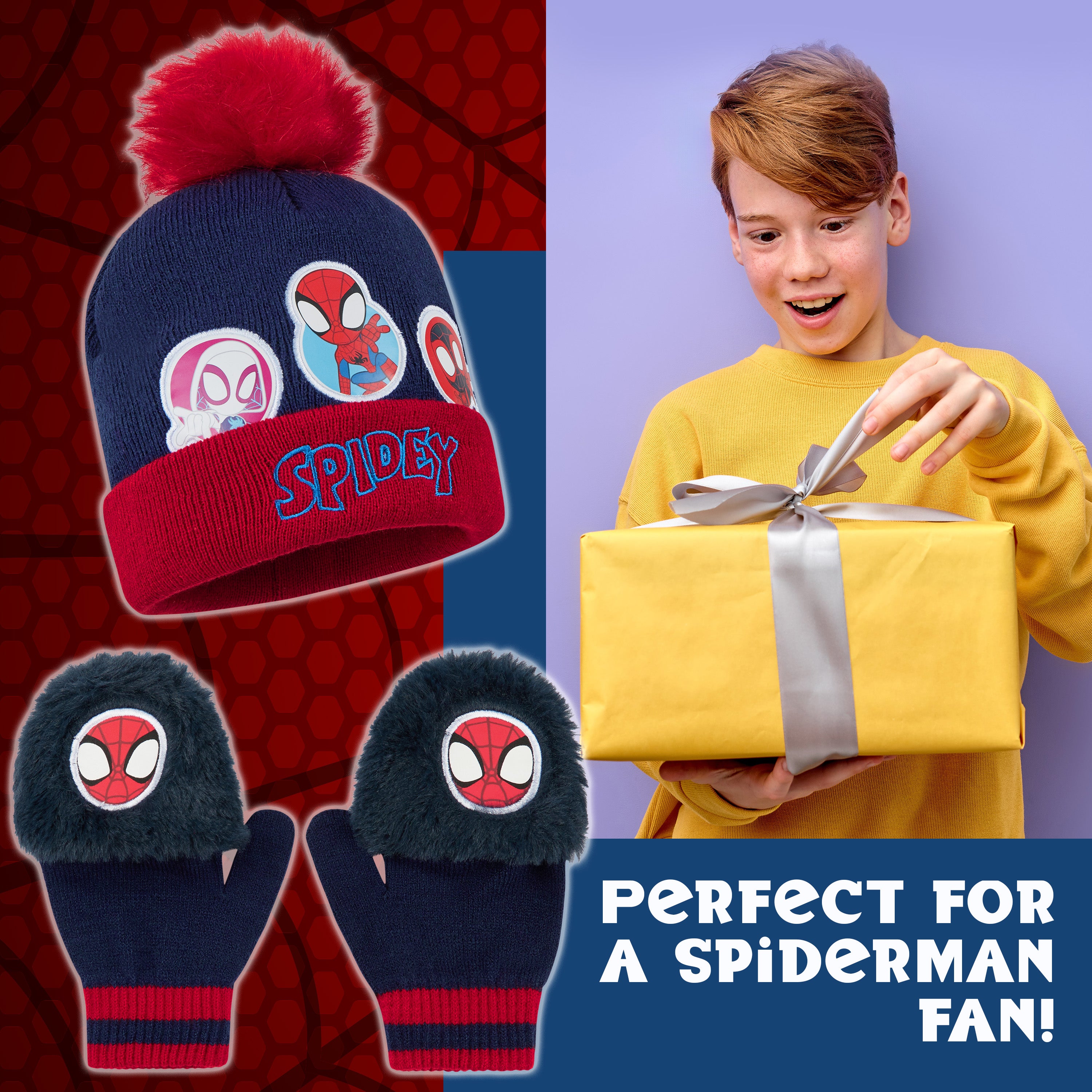 marvel-spiderman-bonnet-gants-ensemble-hiver-gar-on-chaud image 3