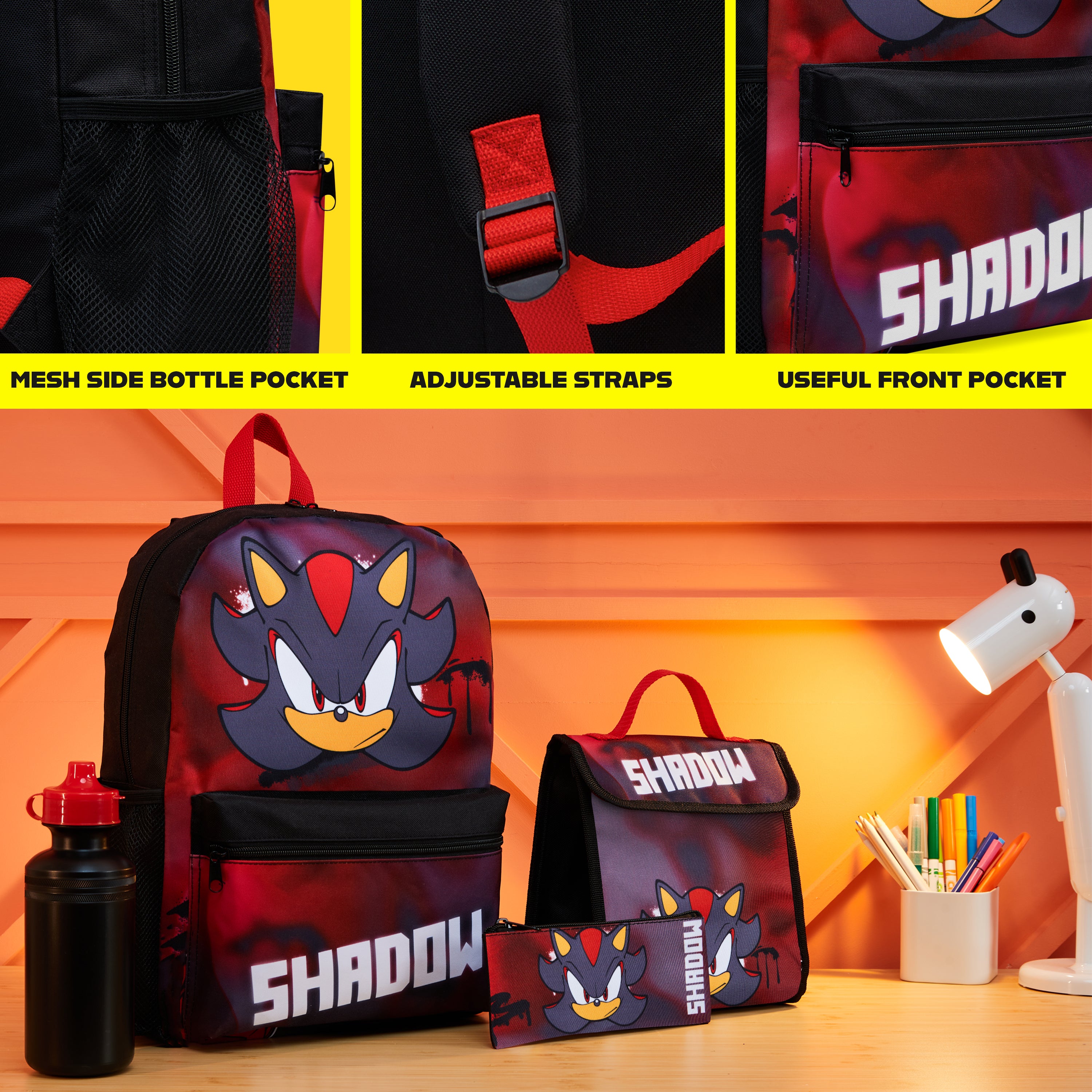 sonic-backpack-cartable-4-pi-ces-gourde-trousse-shadow image 4