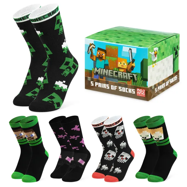 get-trend-boys-minecraft-chaussettes-gar-on-lot-5-coton-12-5-3-5 image 1