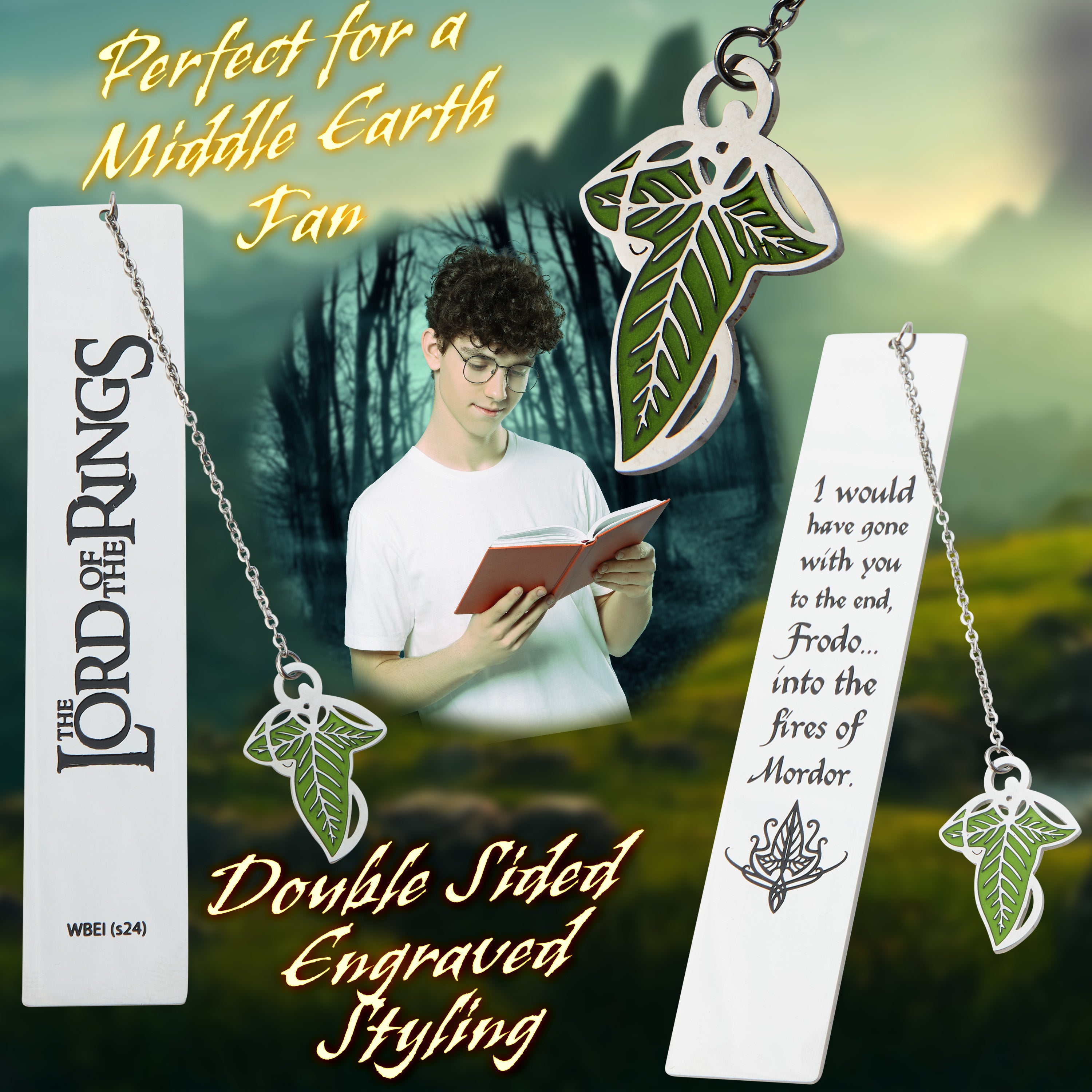 lord-of-the-rings-marque-page-m-tal-argent-feuille-coffret image 2