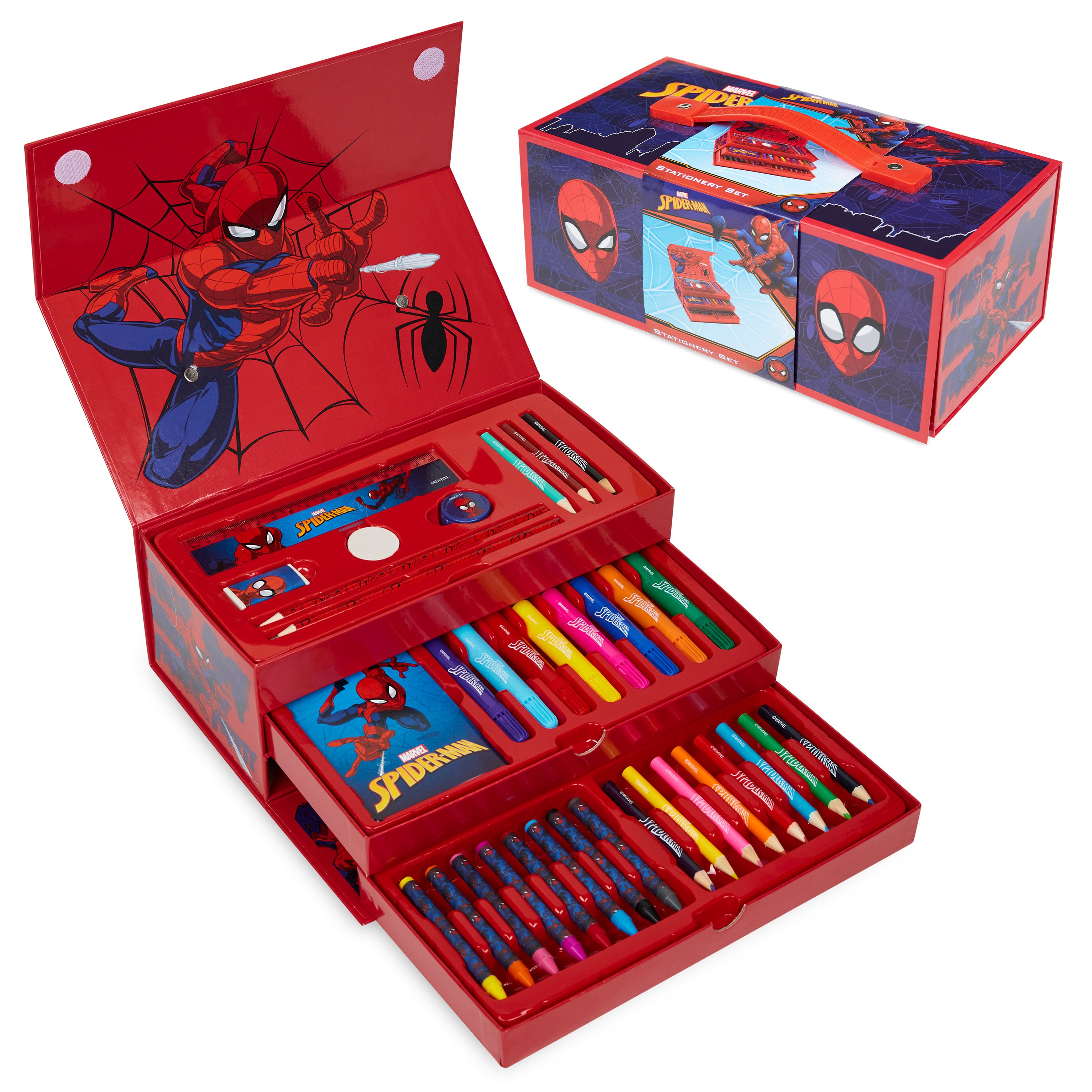 marvel-spiderman-kit-dessin-enfant-3-tages-crayons-et-feutres image 1