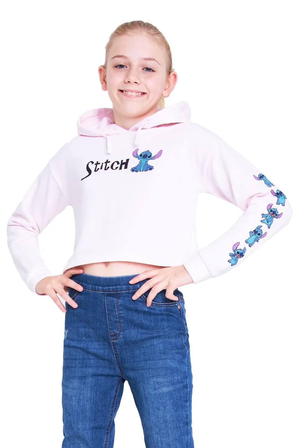 sweat-disney-stitch-fille-capuche-7-8-ans-coton image 1