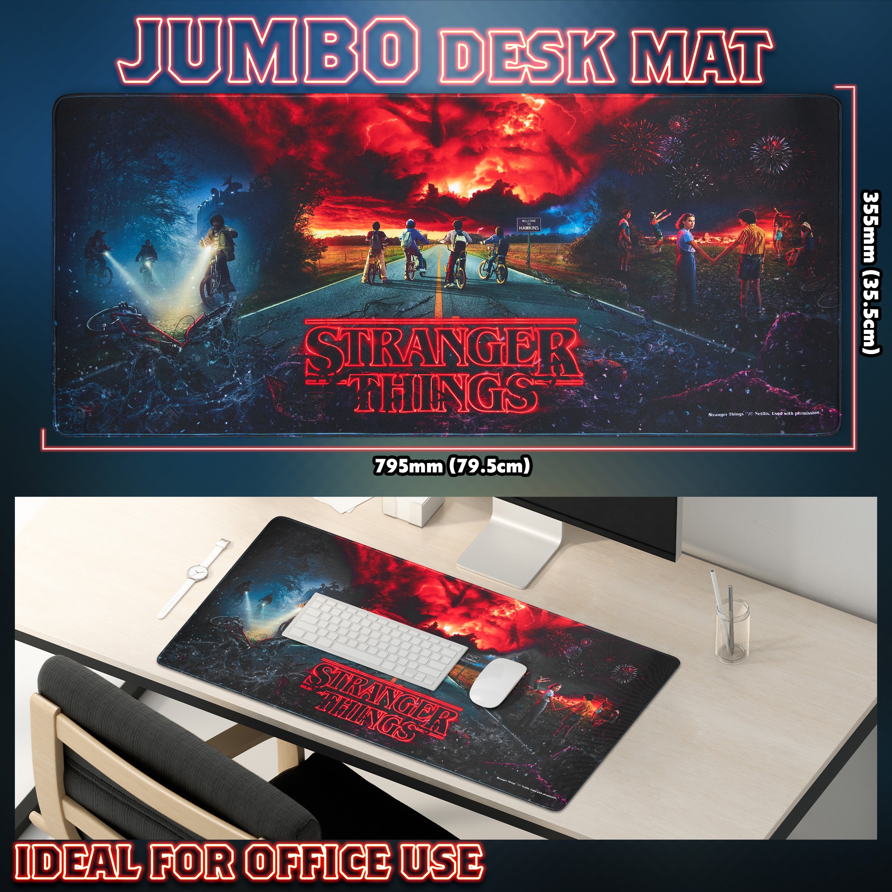 get-trend-home-stranger-things-tapis-de-souris-xxl-80x36cm-noir image 3