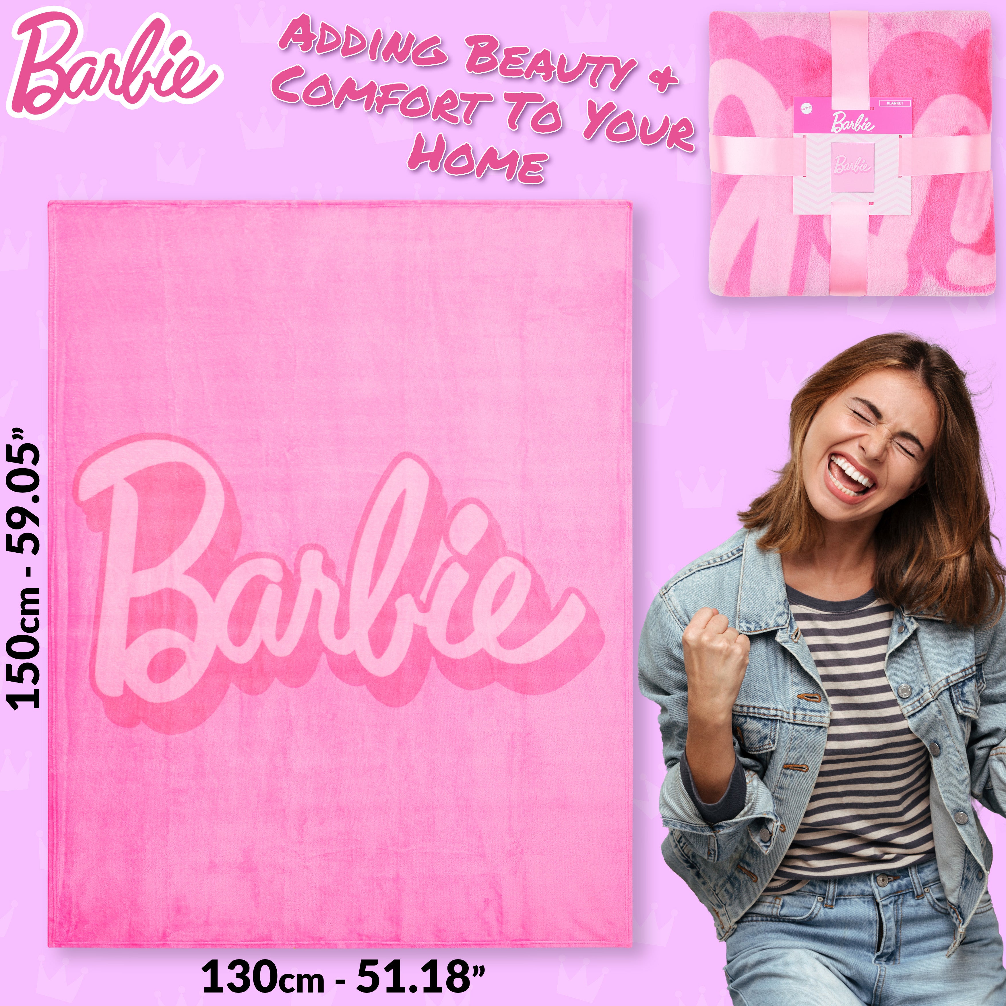 barbie-plaid-polaire-150x130-cm-rose-fille-femme image 6