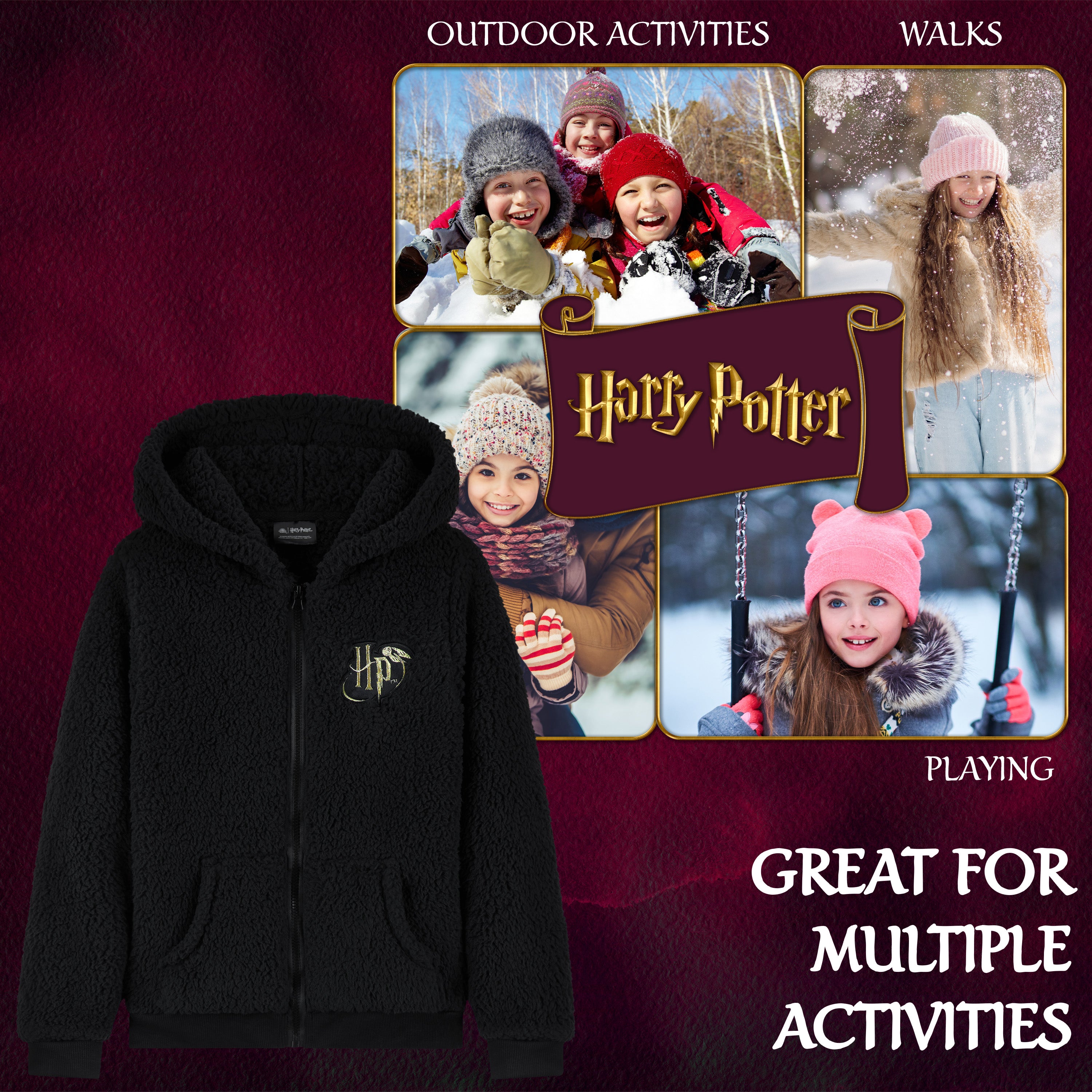 harry-potter-girls-sweat-zipp-fille-sherpa-noir-9-10-ans image 3