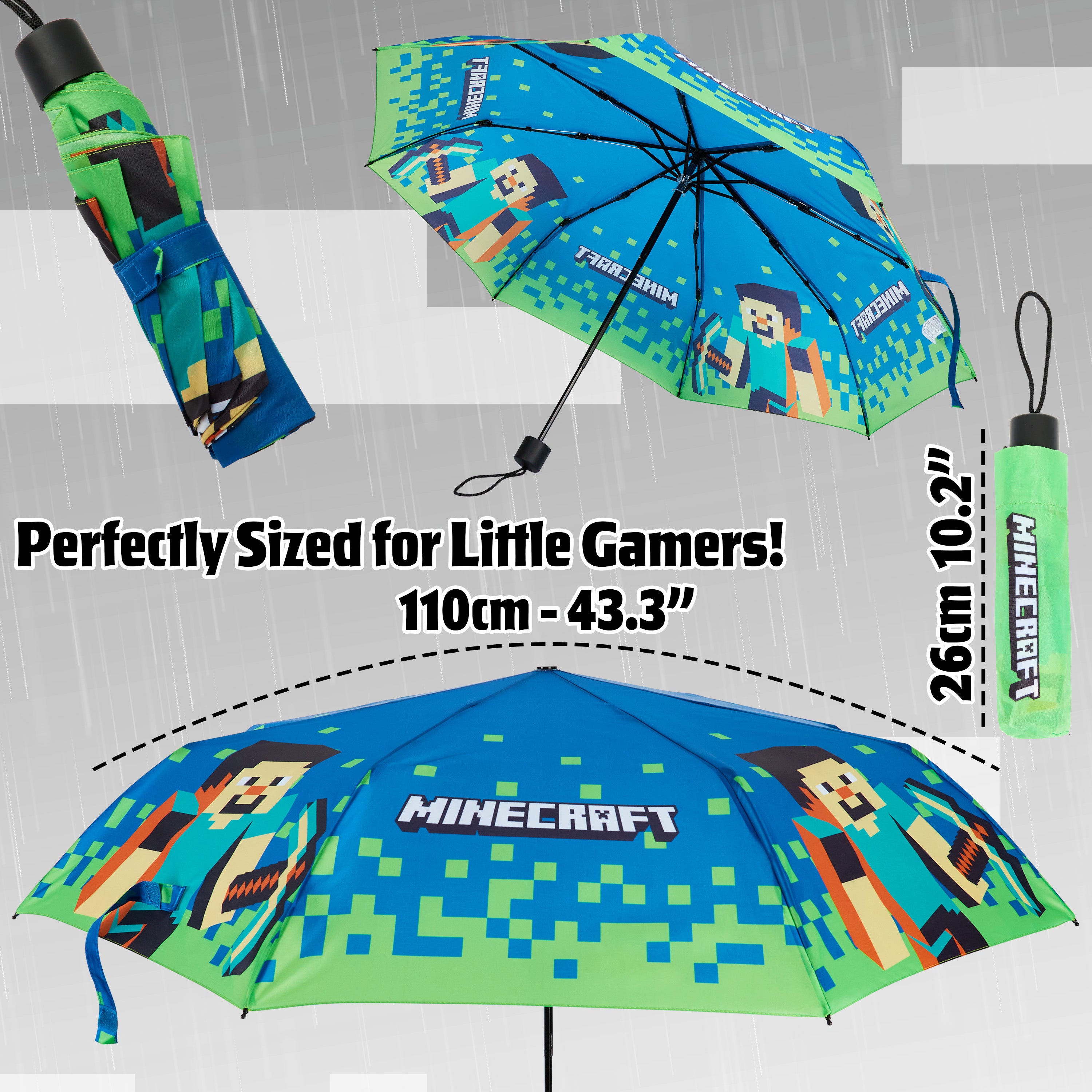 minecraft-parapluie-pliable-t-lescopique-enfant-l-ger image 6