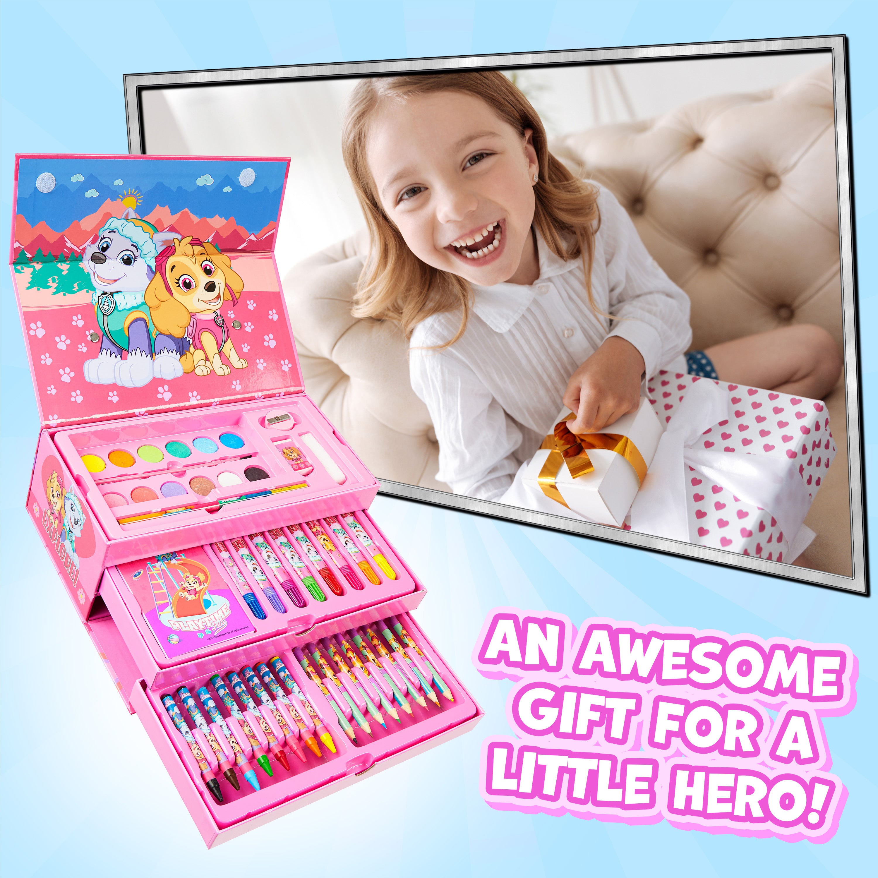 paw-patrol-set-art-40-pcs-mallette-coloriage-rose-feutres image 3