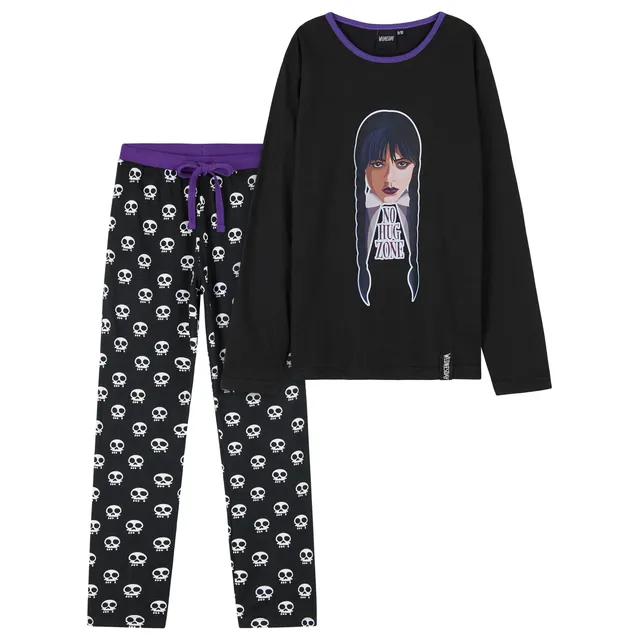 get-trend-girls-wednesday-pyjama-long-fille-coton-noir-2-pi-ces image 1