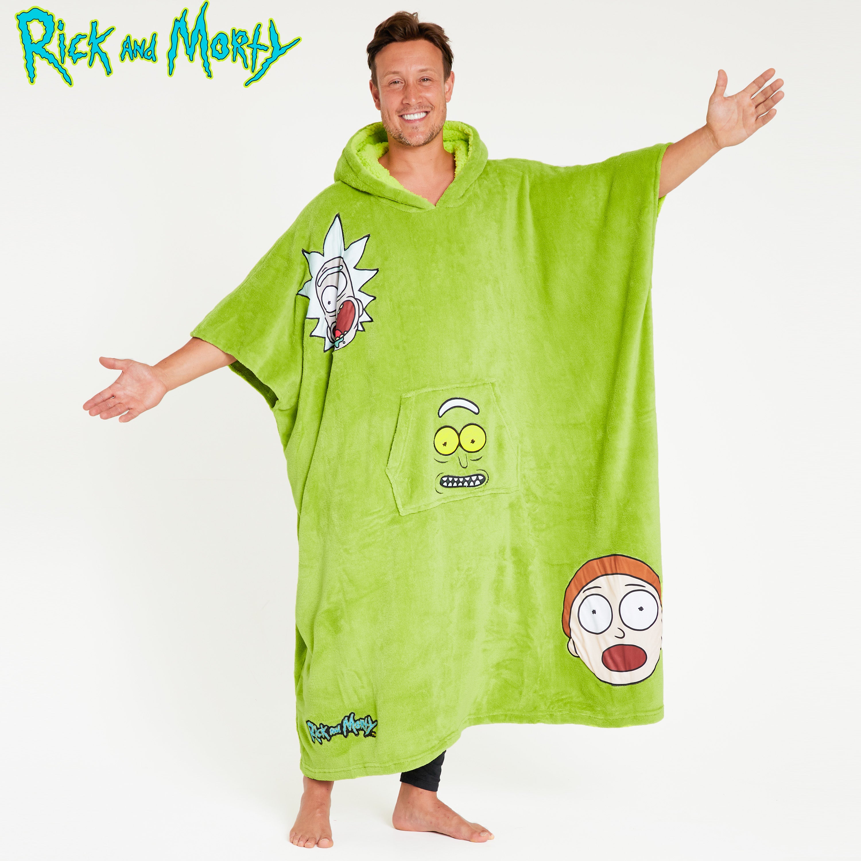 rick-and-morty-sweat-plaid-capuche-sherpa-taille-unique-polaire image 2