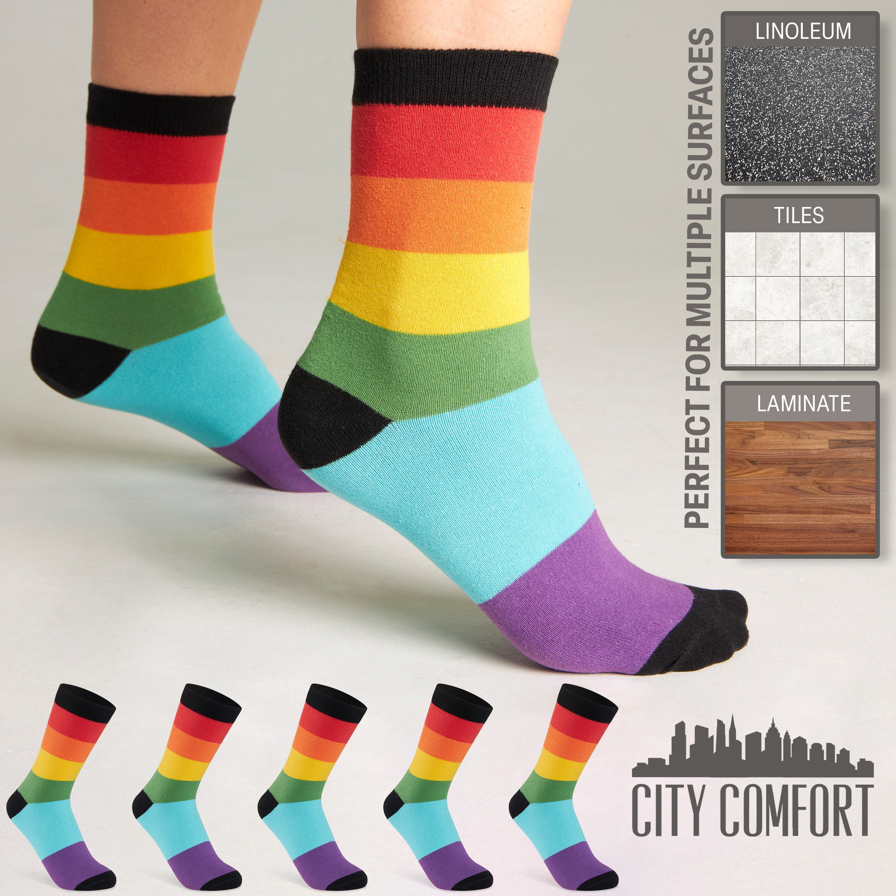 get-trend-citycomfort-chaussettes-femme-rainbow-lot-6-coton image 6