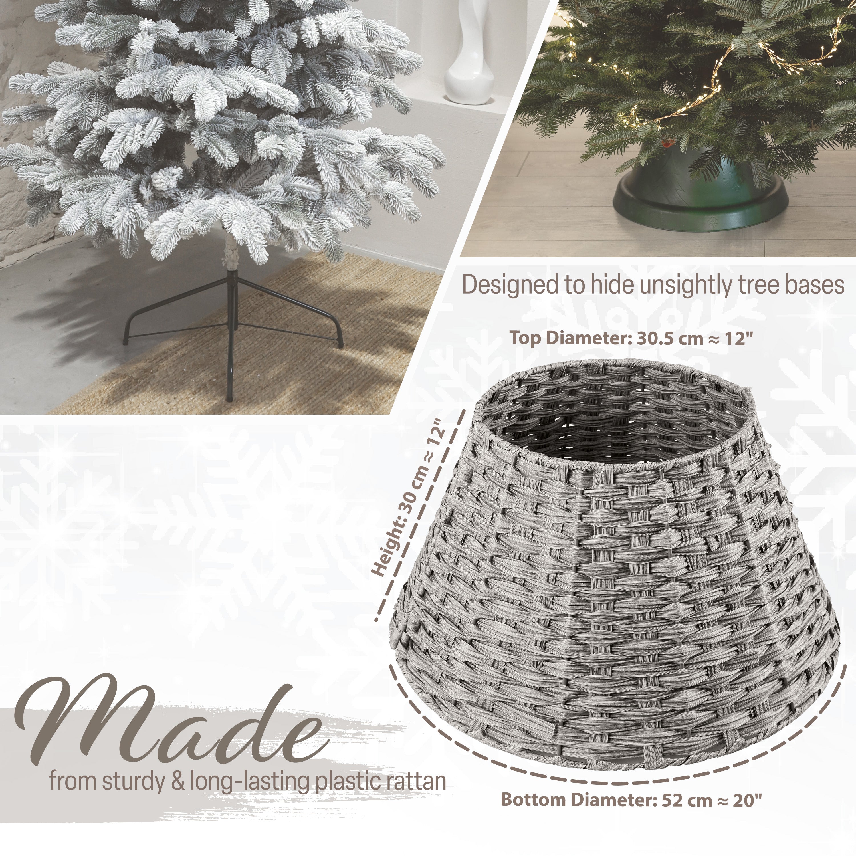 deco-express-jupe-de-sapin-gris-50-cm-cache-pied-tiss image 3