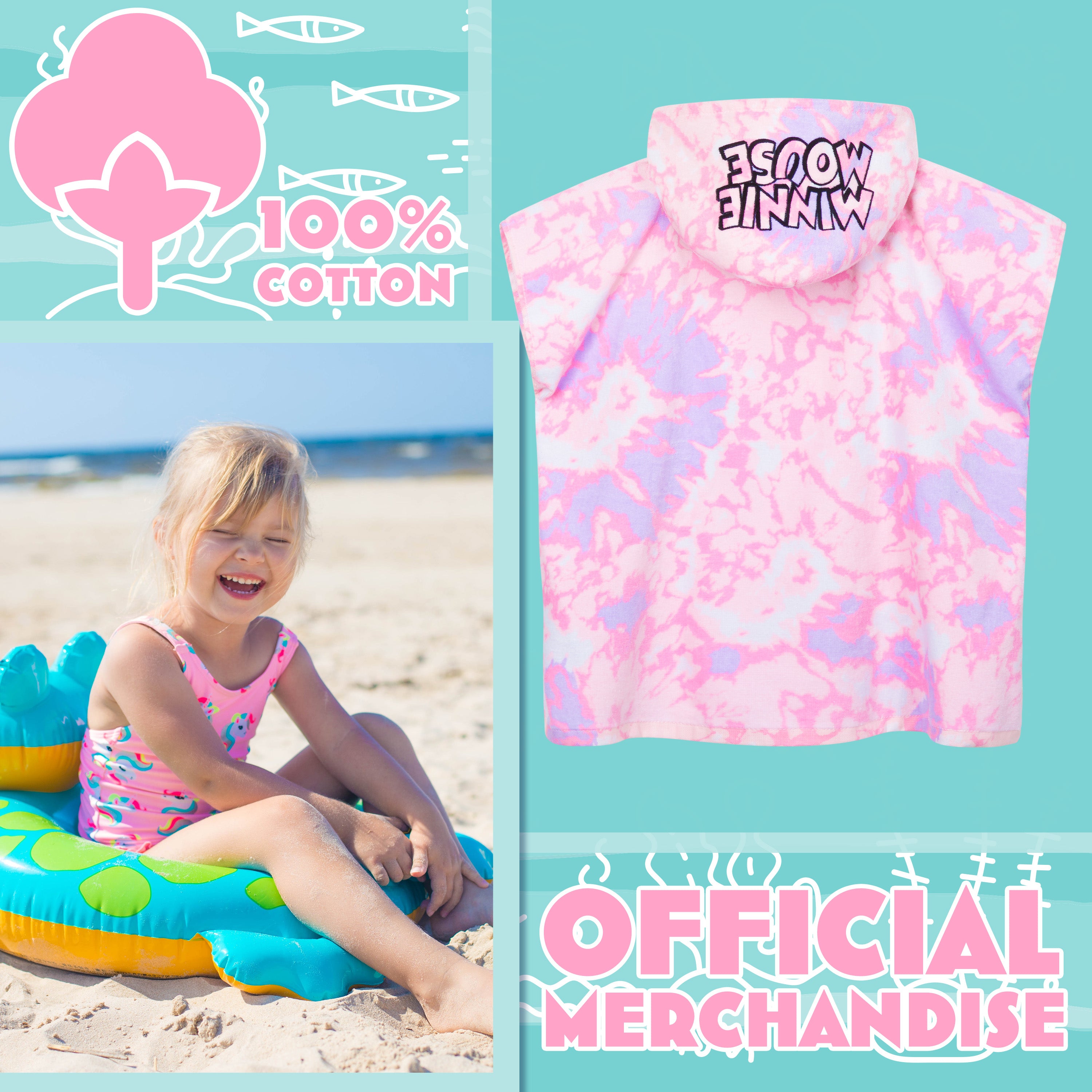 minnie-mouse-poncho-bain-enfant-rose-2-6-ans image 3