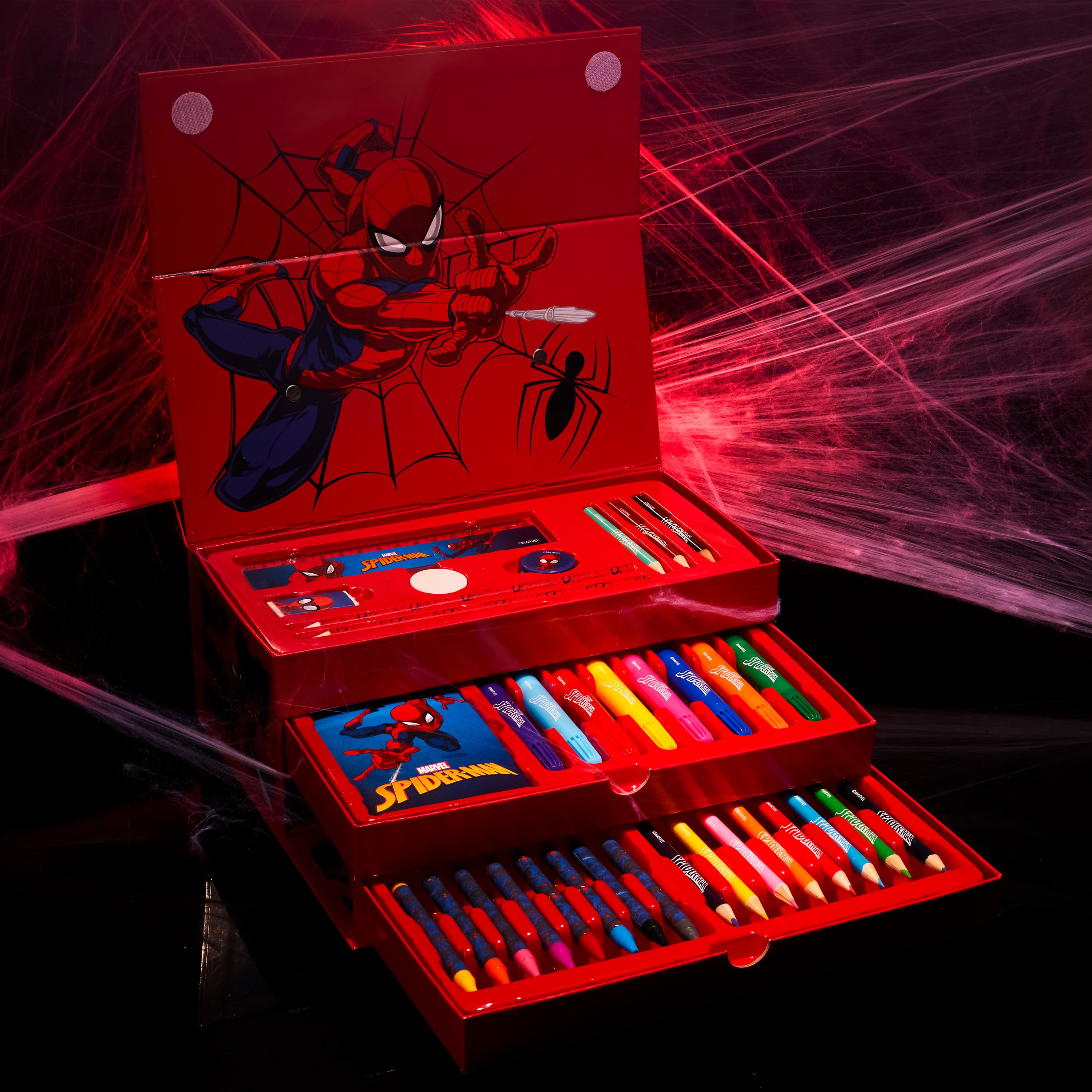 marvel-spiderman-coffret-dessin-enfant-mallette-rouge-feutres image 2