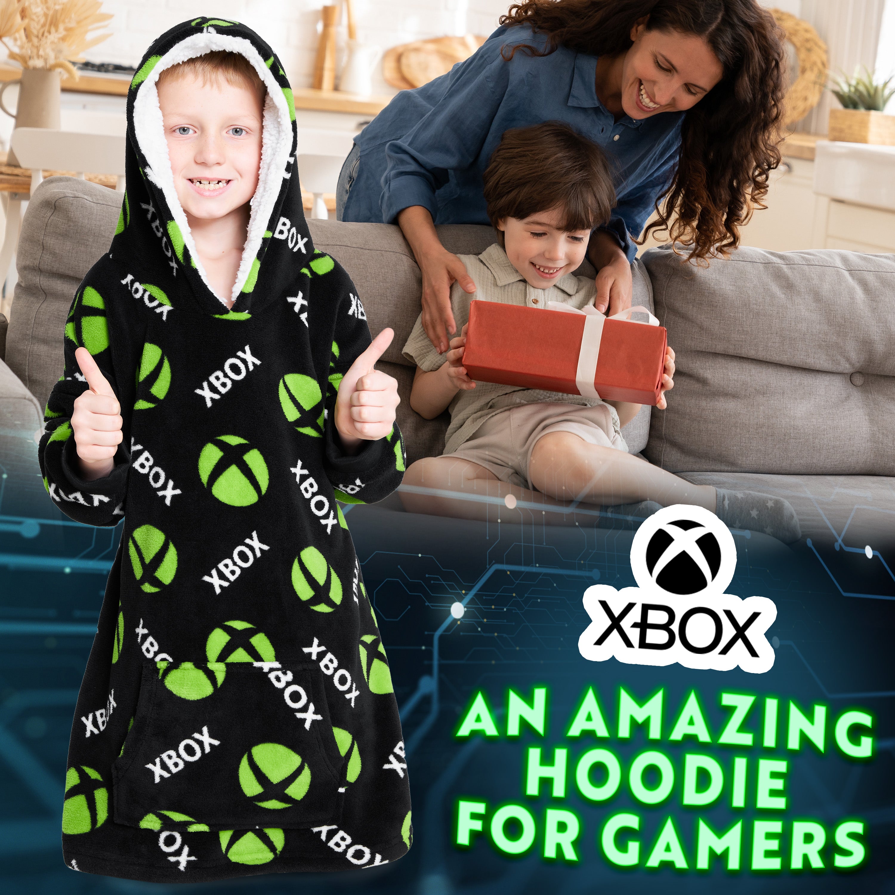 get-trend-boys-xbox-sweat-plaid-capuche-polaire-taille-unique image 2