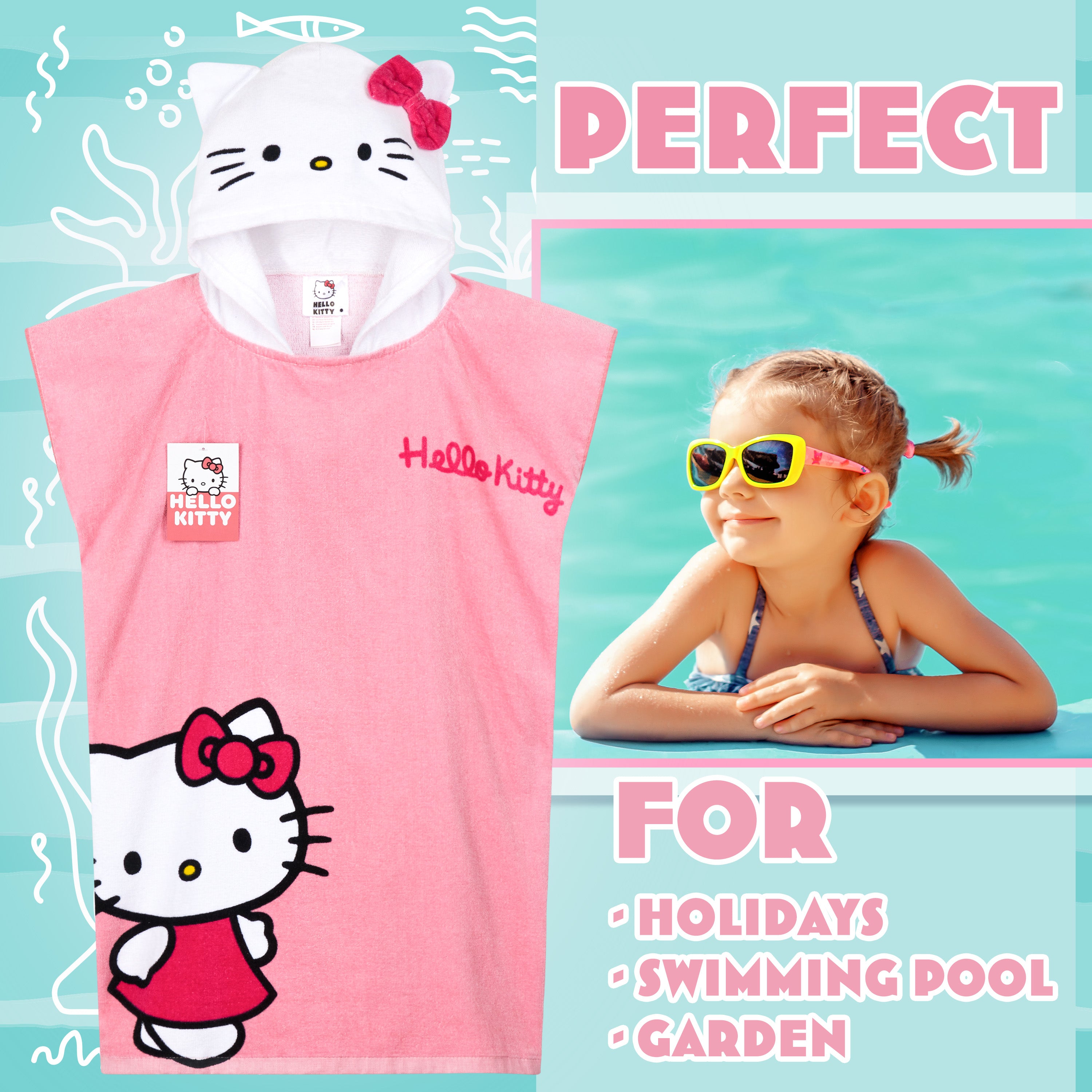 hello-kitty-poncho-serviette-capuche-enfant-rose-absorbant image 2