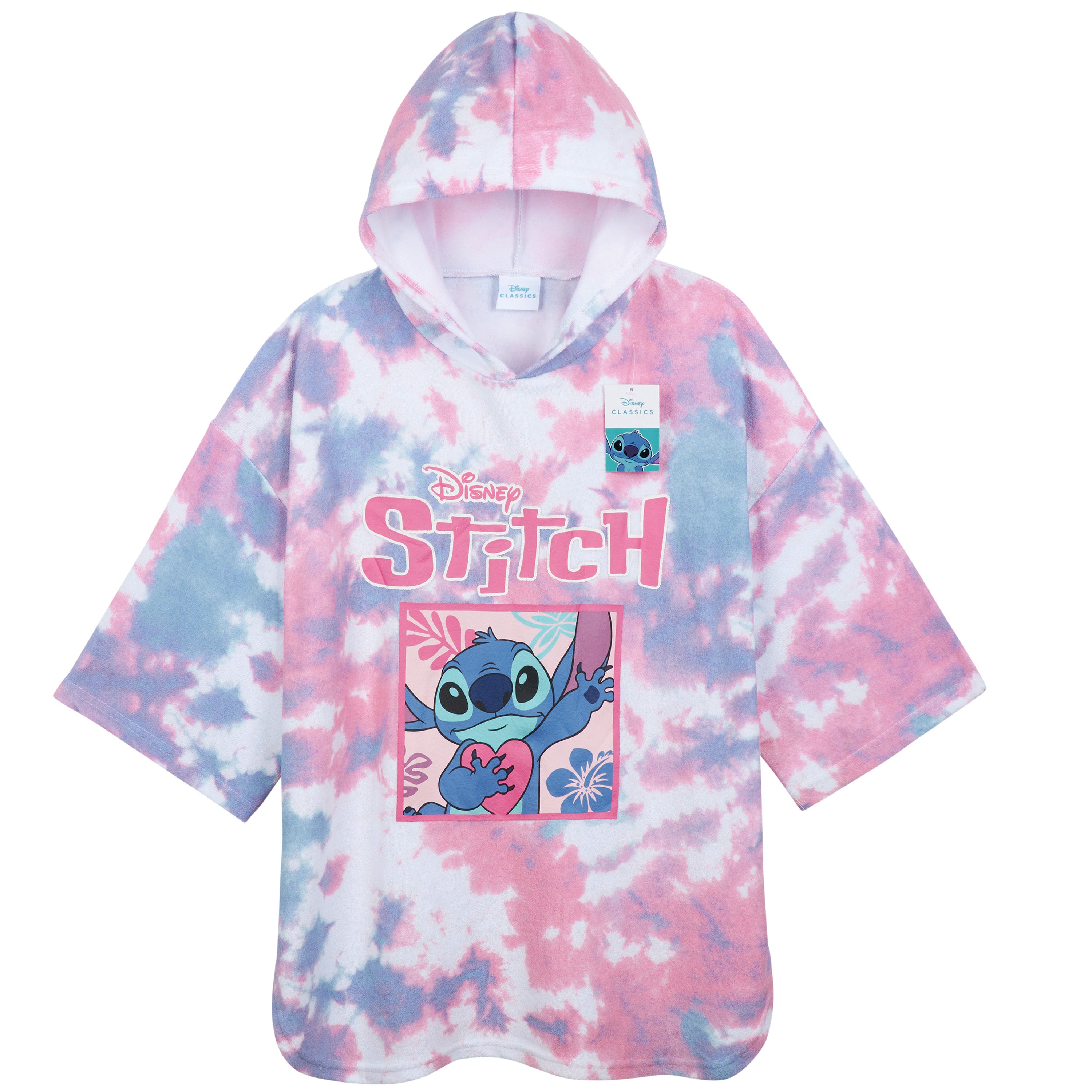 disney-stitch-poncho-serviette-capuche-10-13-ans-rose image 1