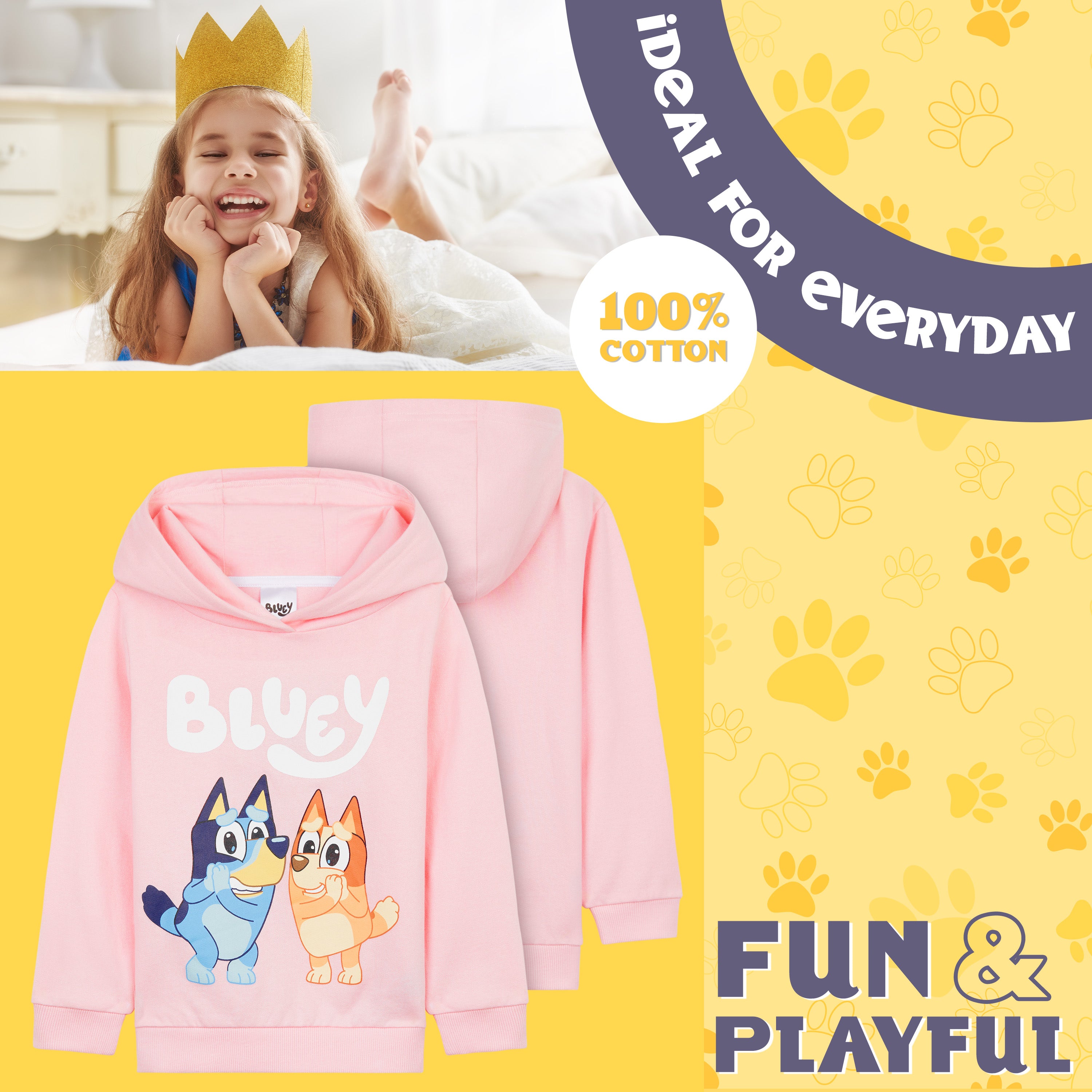 bluey-ensemble-surv-tement-fille-coton-hoodie-jogging-bleu image 4